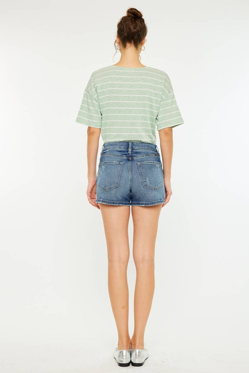 Ballota - HIGH RISE MOM SHORT MEDIUM WASH COMFORT STRETCH 926 WEST