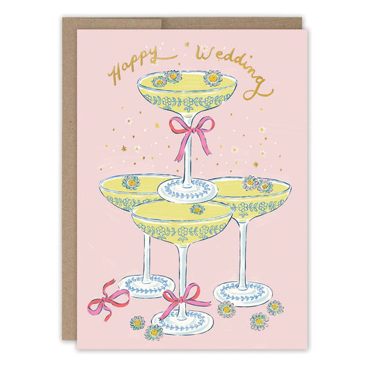 Champagne Tower Happy Wedding Card - 926 West