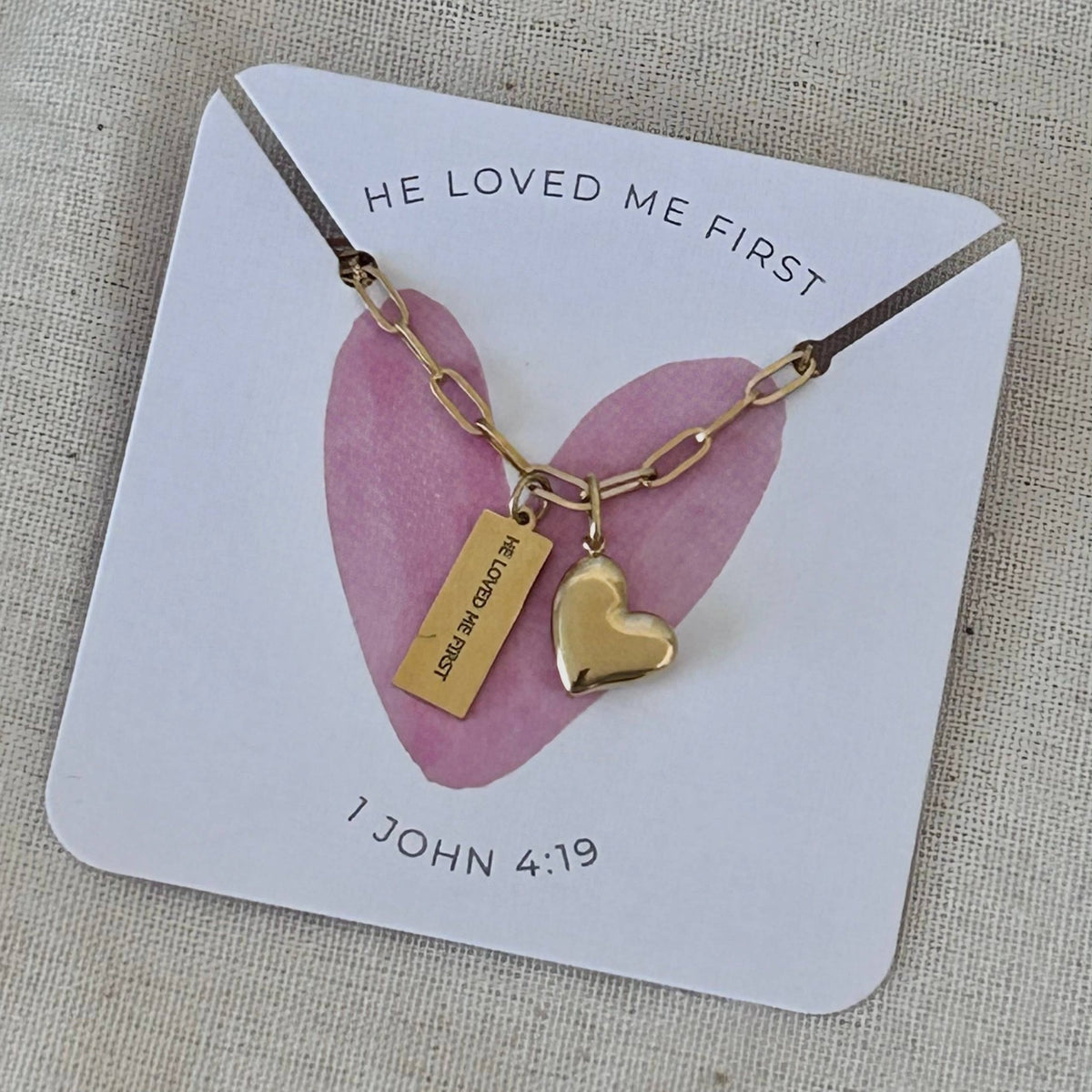 Christian Necklace Jewelry Bible verse He loved me first - 926 West