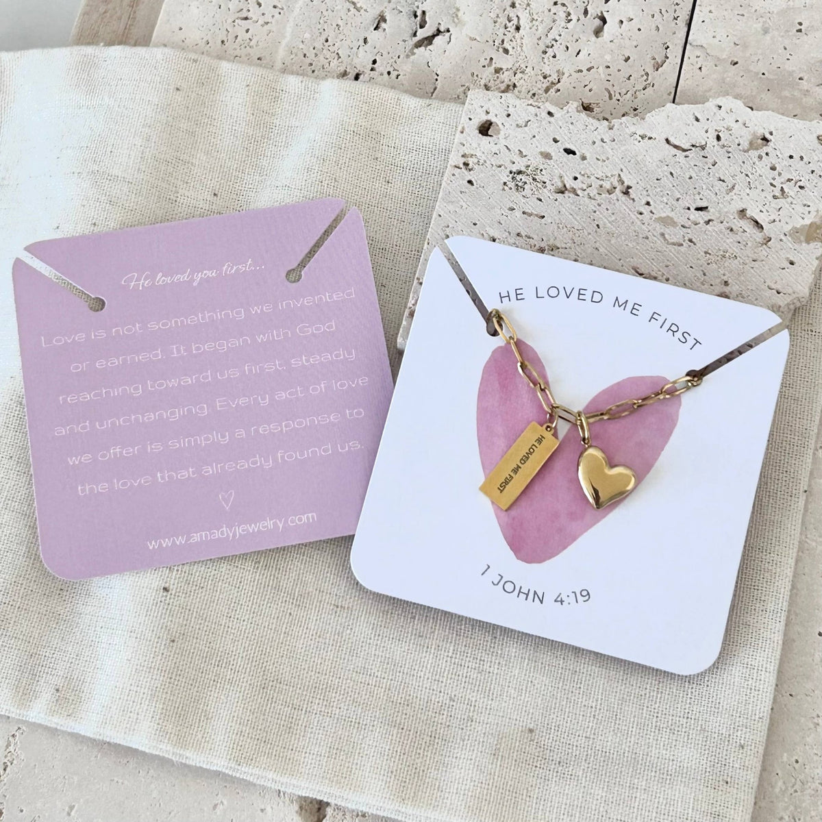 Christian Necklace Jewelry Bible verse He loved me first - 926 West