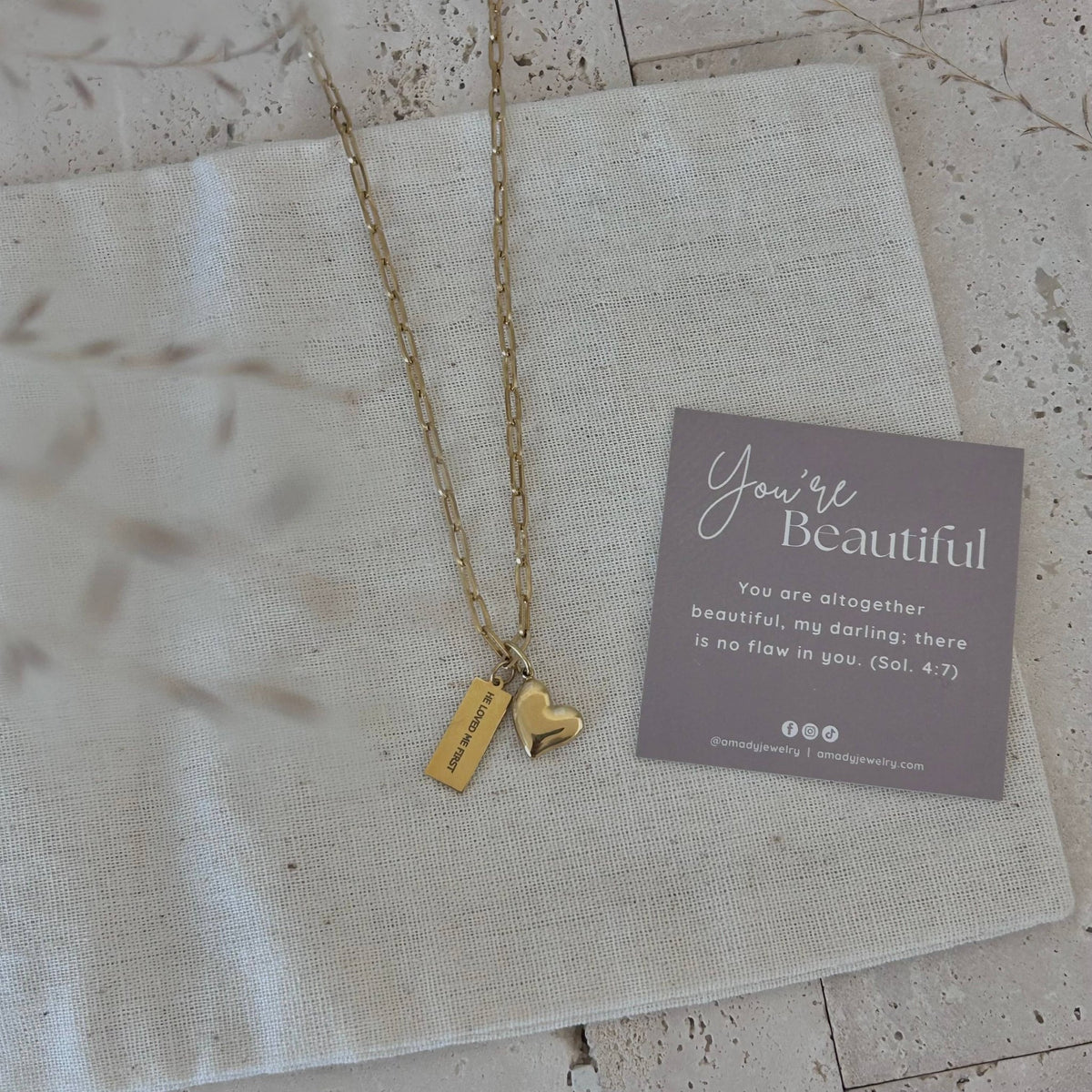 Christian Necklace Jewelry Bible verse He loved me first - 926 West