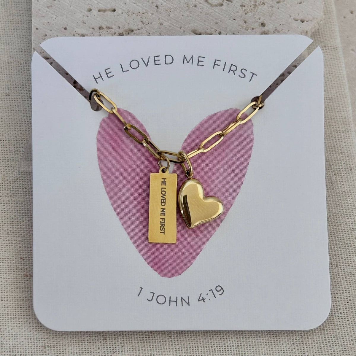 Christian Necklace Jewelry Bible verse He loved me first - 926 West