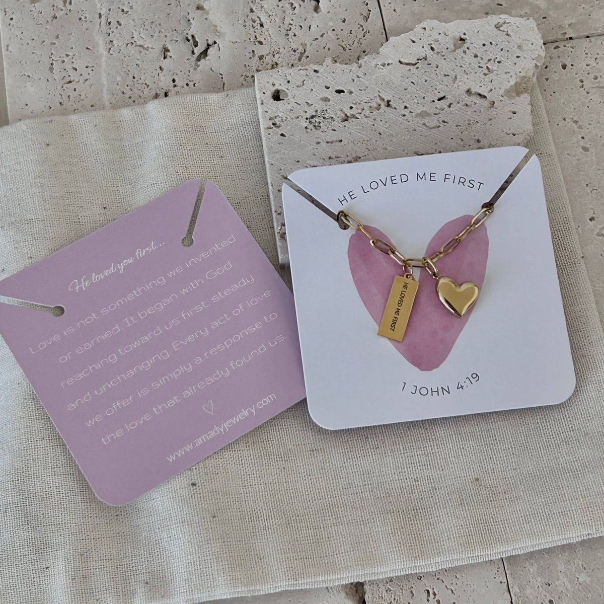 Christian Necklace Jewelry Bible verse He loved me first - 926 West