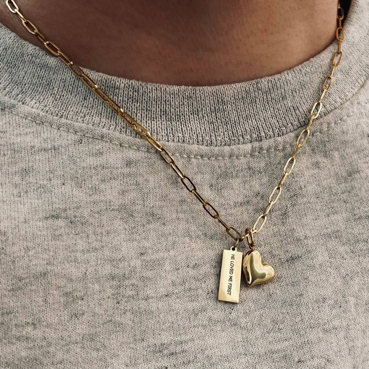 Christian Necklace Jewelry Bible verse He loved me first - 926 West