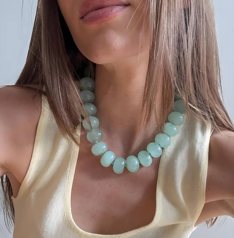 Chunky Beaded Natural Swirl Statement Necklace - 926 West