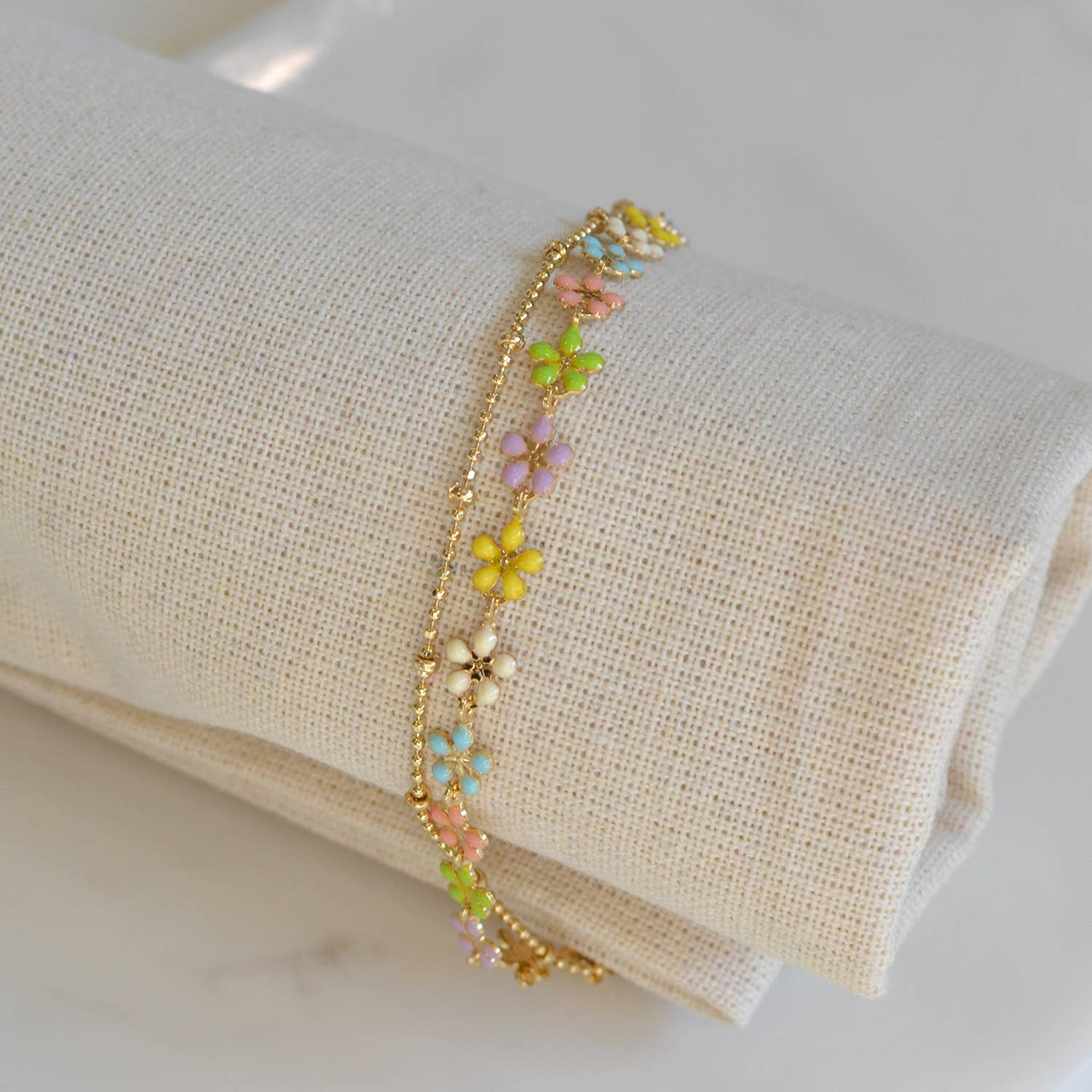 Color Epoxy Enamel Flower Adjustable Chain Bracelets - 926 West