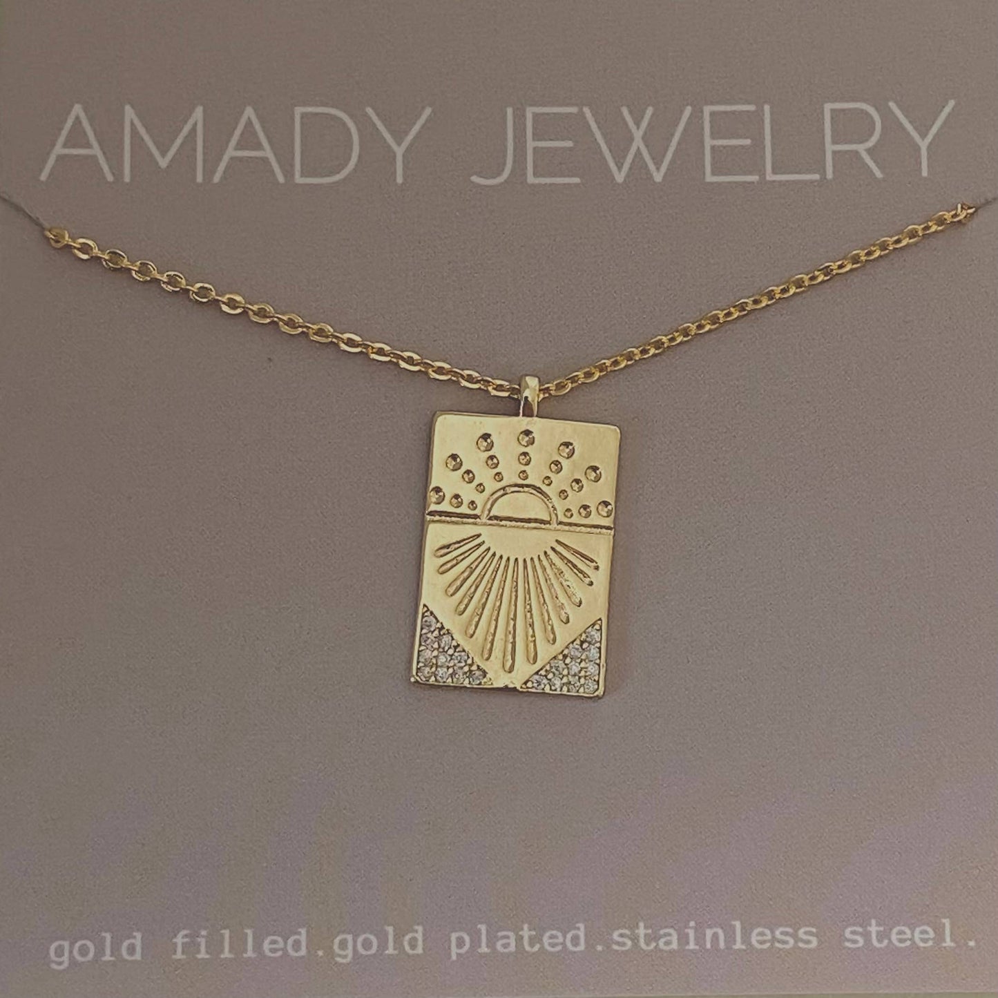 Sun Medallion Charm Pendant Necklace | 18K Gold Filled