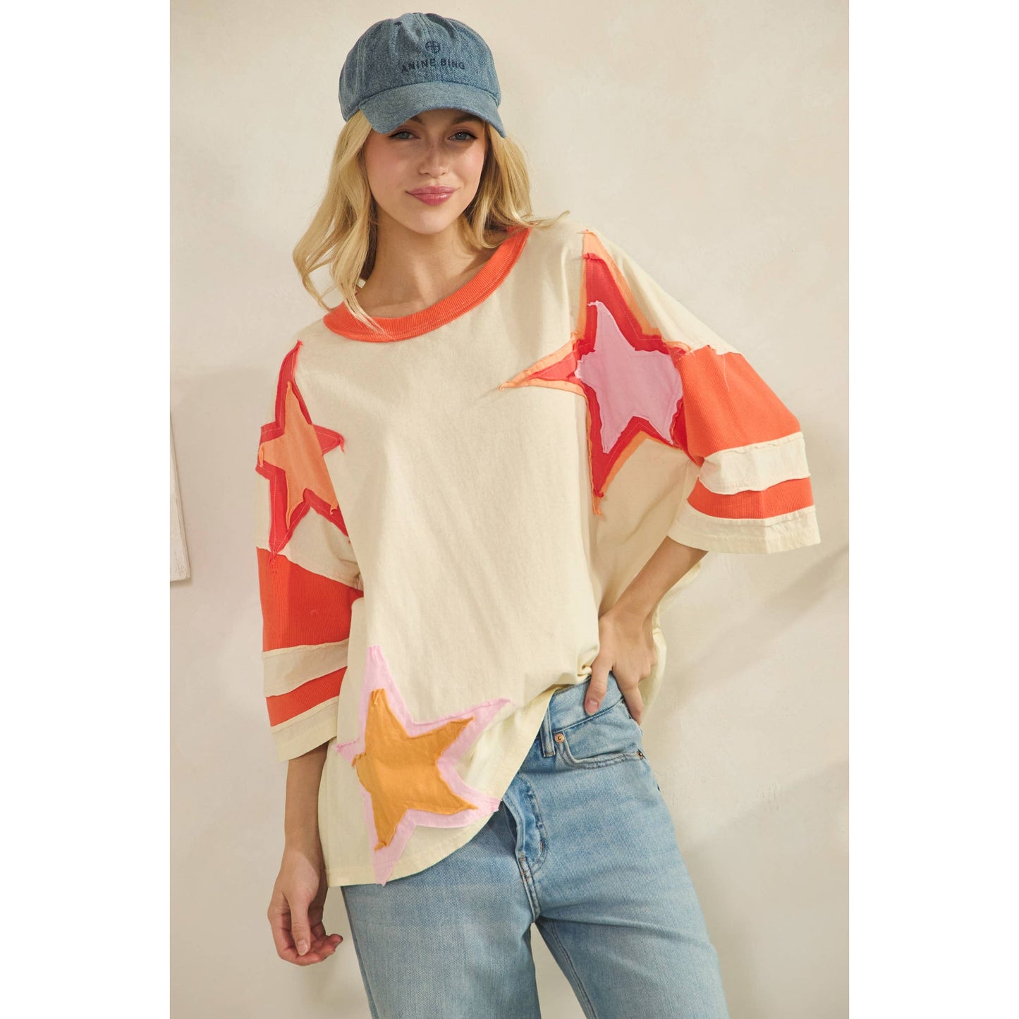 COLORBLOCK STAR PATCH APPLIQUE TOP (ST7725)