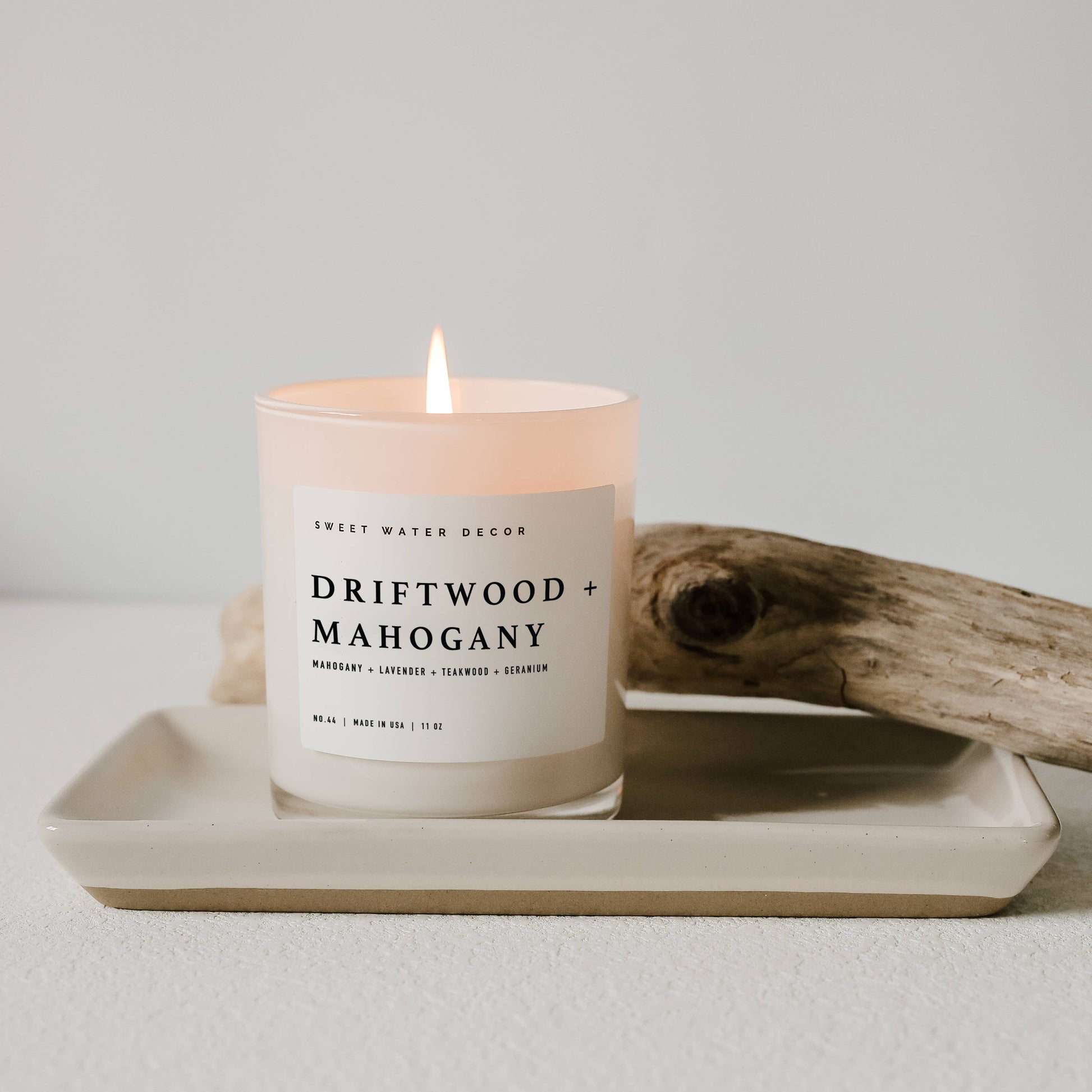 Driftwood and Mahogany 11 oz Soy Candle - Home Decor & Gifts Sweet Water Decor