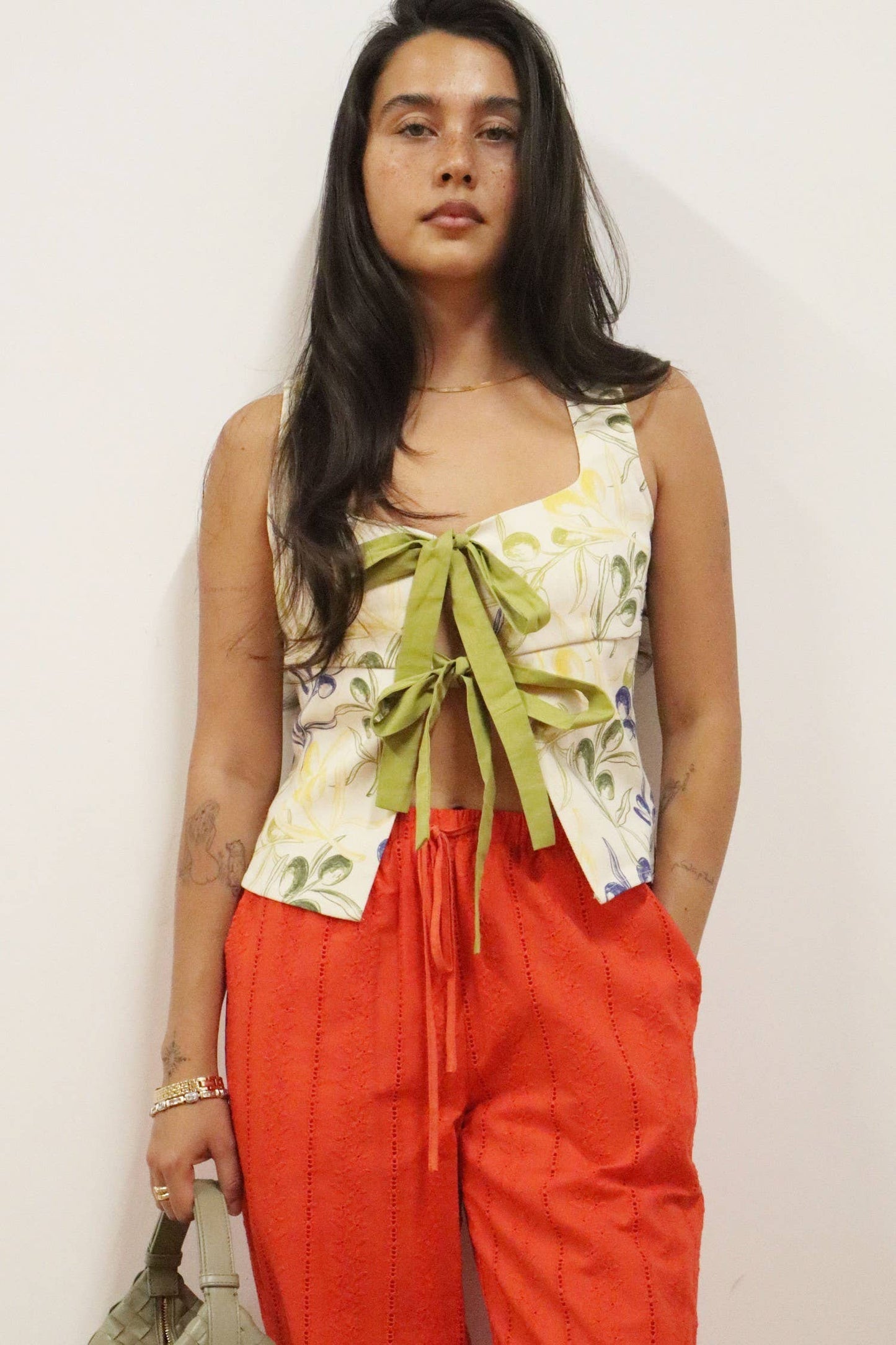 Floral Double Tie Front Crop Top