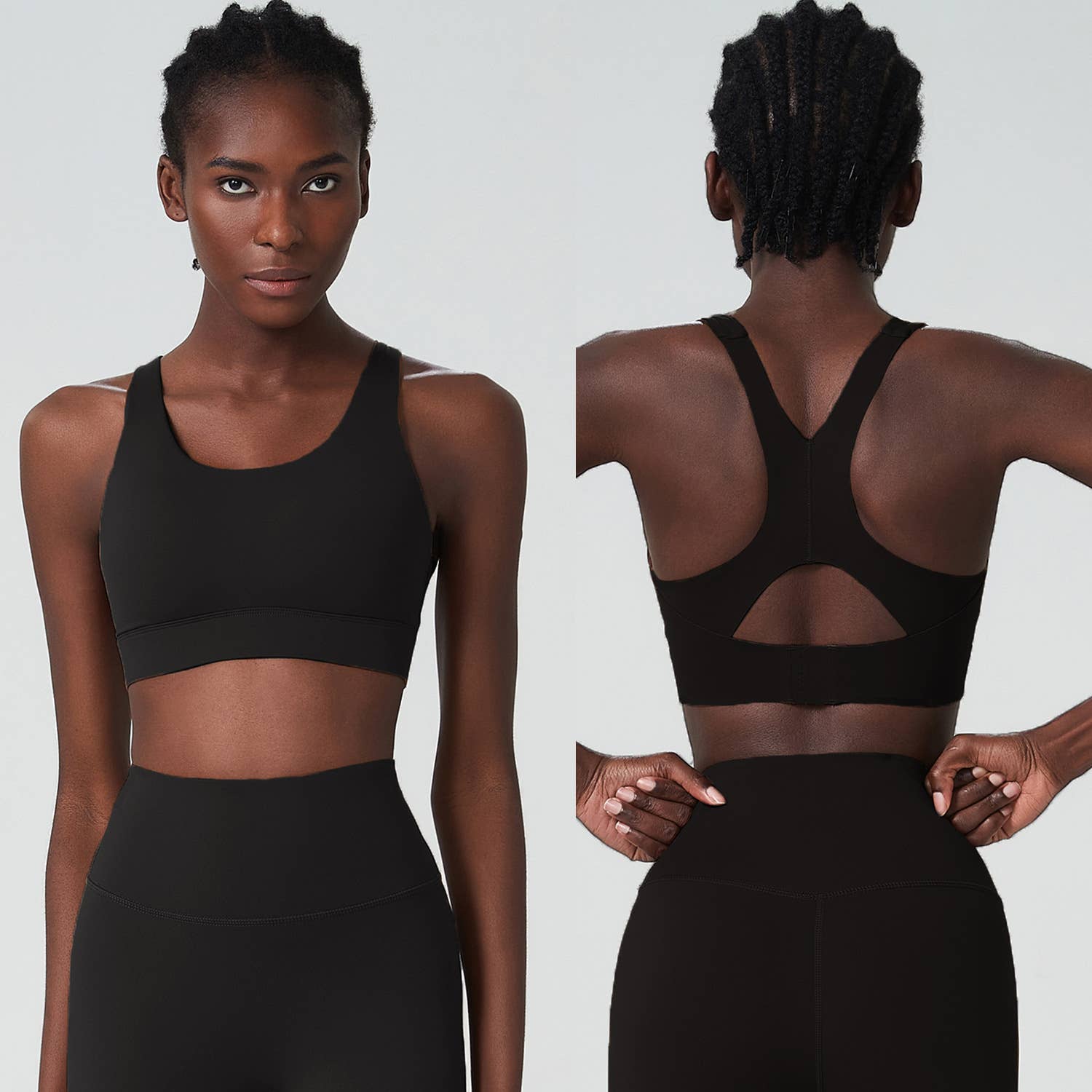 Solid Color Back Buckle High Support Fitness Sports Bra Sodalemon