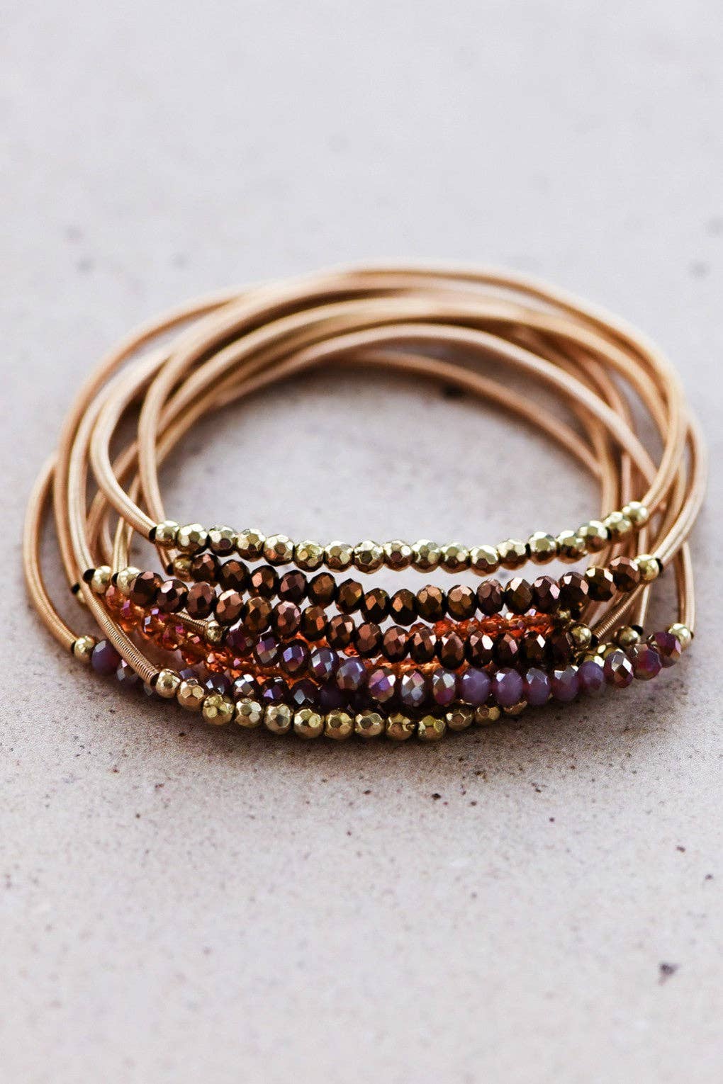 Boho Layered Spring Coil Guitar String Bracelet Set - 6964 - 926 West