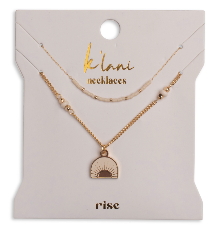 "Rise" Gold and Cream Sunrise Necklace Set
