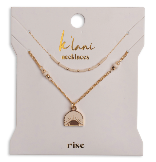 "Rise" Gold and Cream Sunrise Necklace Set