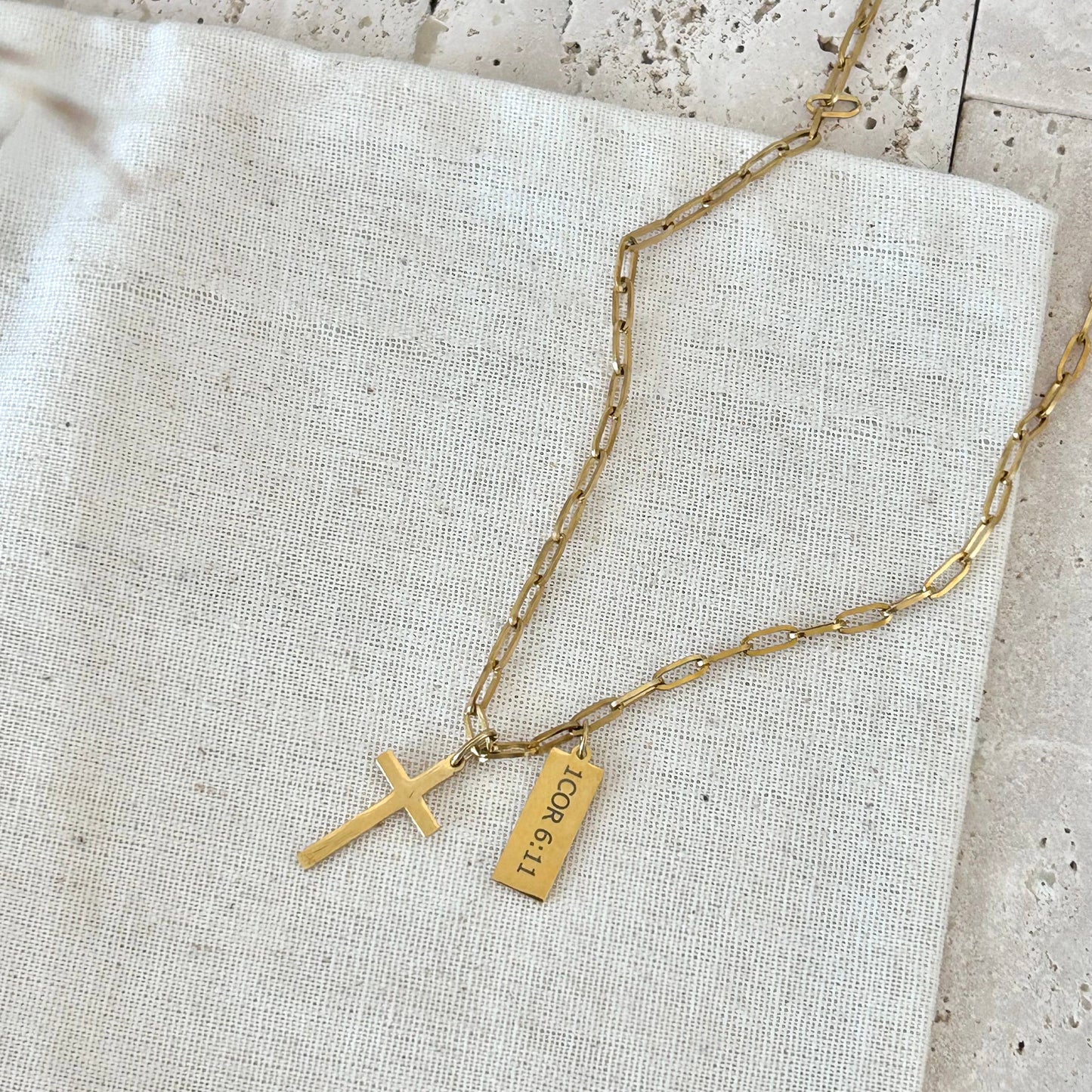 Christian Necklace Jewelry Bible verse 14k gold plated