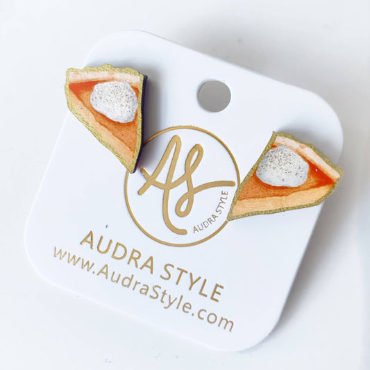 Fall Thanksgiving Statement Earring Pumpkin Pie Stud Audra Style