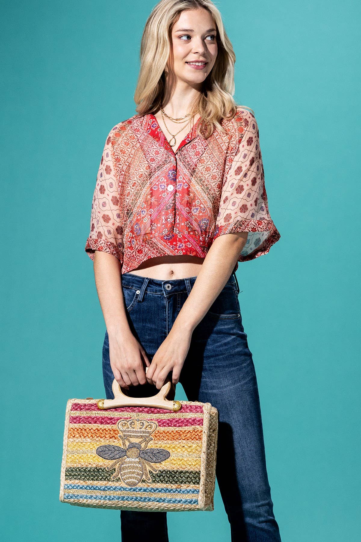 Azure-Bee Jute Tote Bag Urbanista