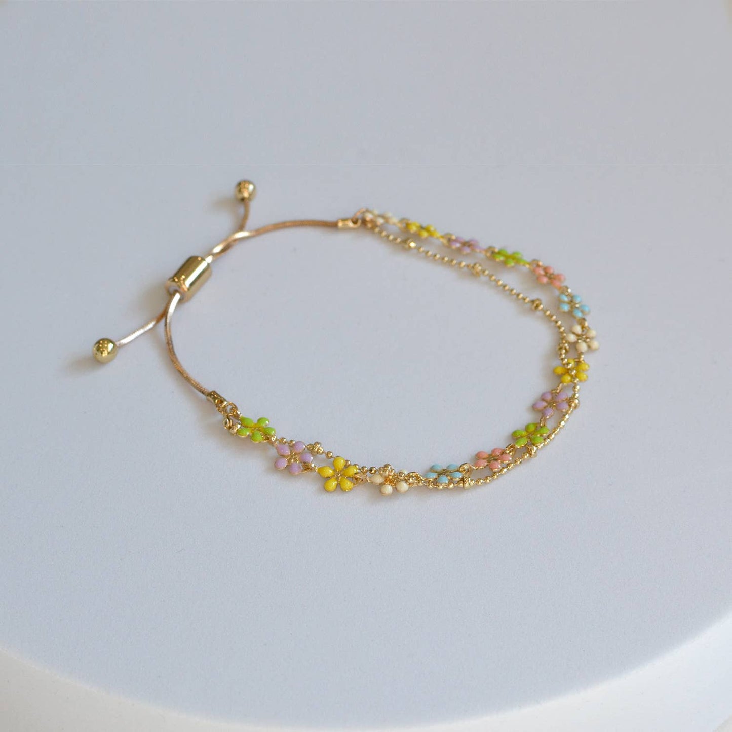 Color Epoxy Enamel Flower Adjustable Chain Bracelets StarryNYC