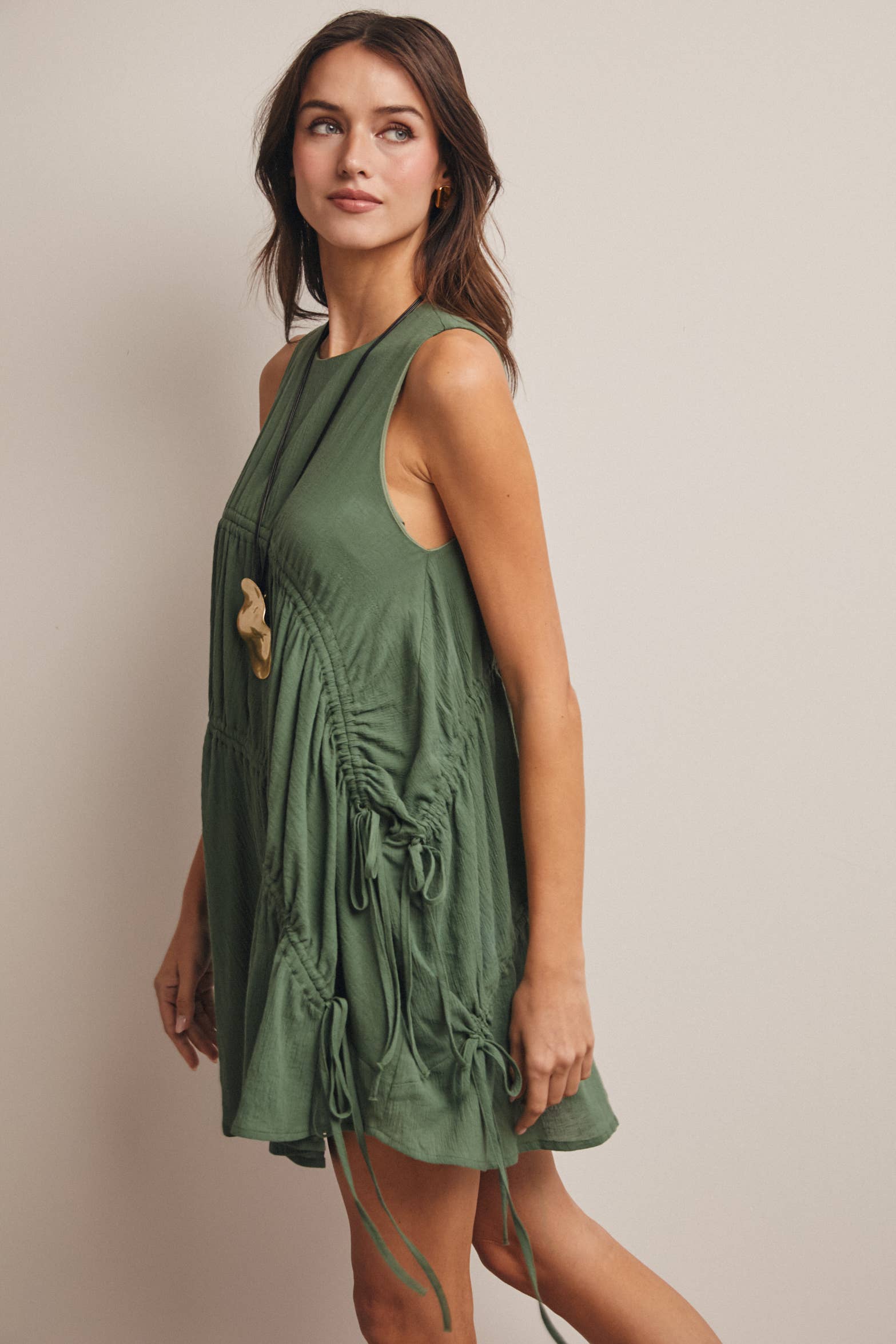Forte - Ruched Tie-Detail Lined Mini Dress - 926 West