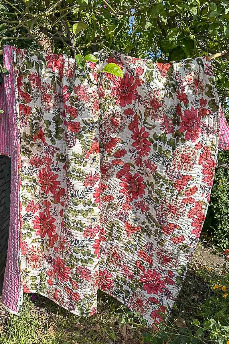 POL Boho Quilted Cotton Stripe Throw Blanket