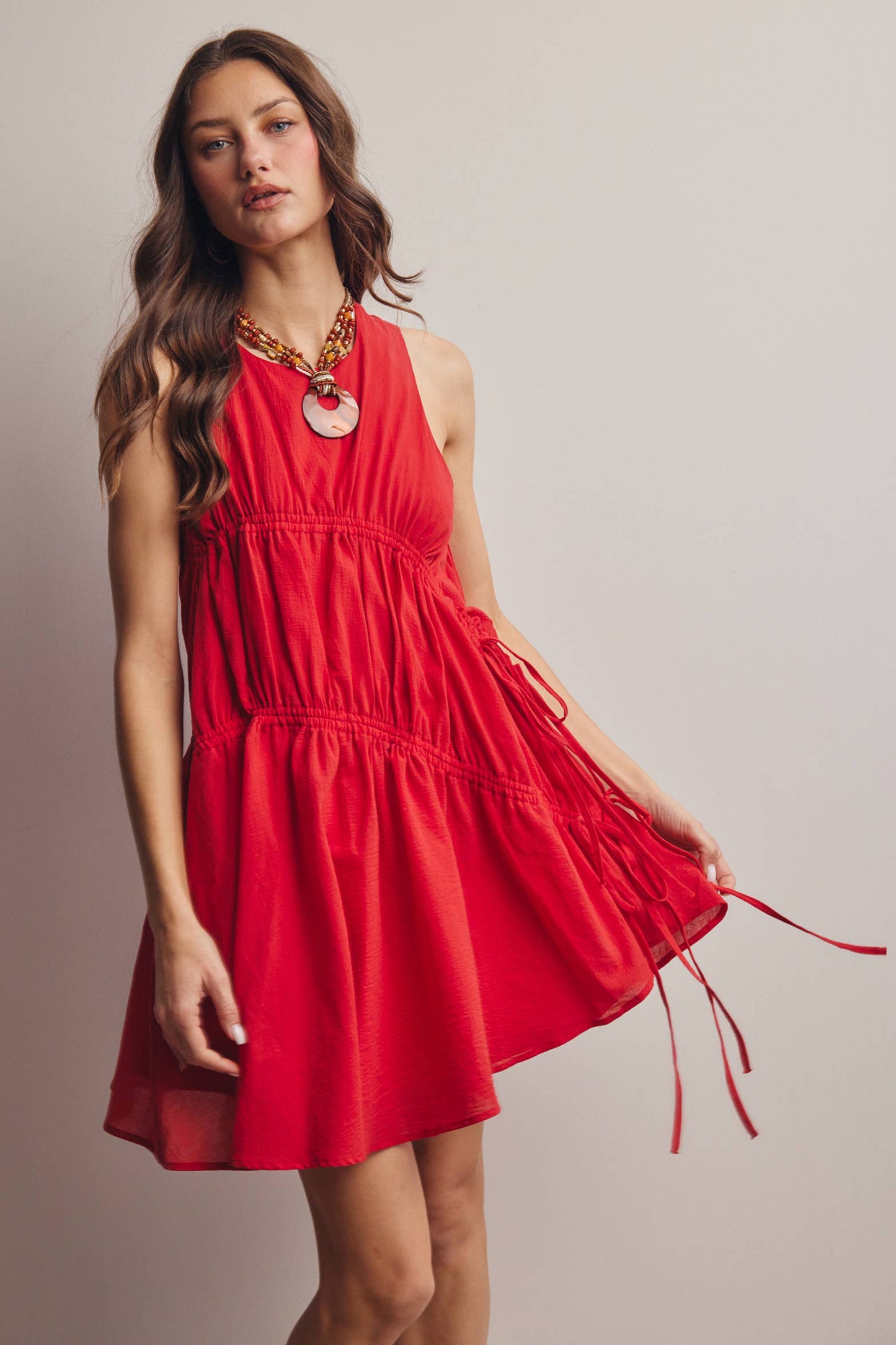 Forte - Ruched Tie-Detail Lined Mini Dress - 926 West