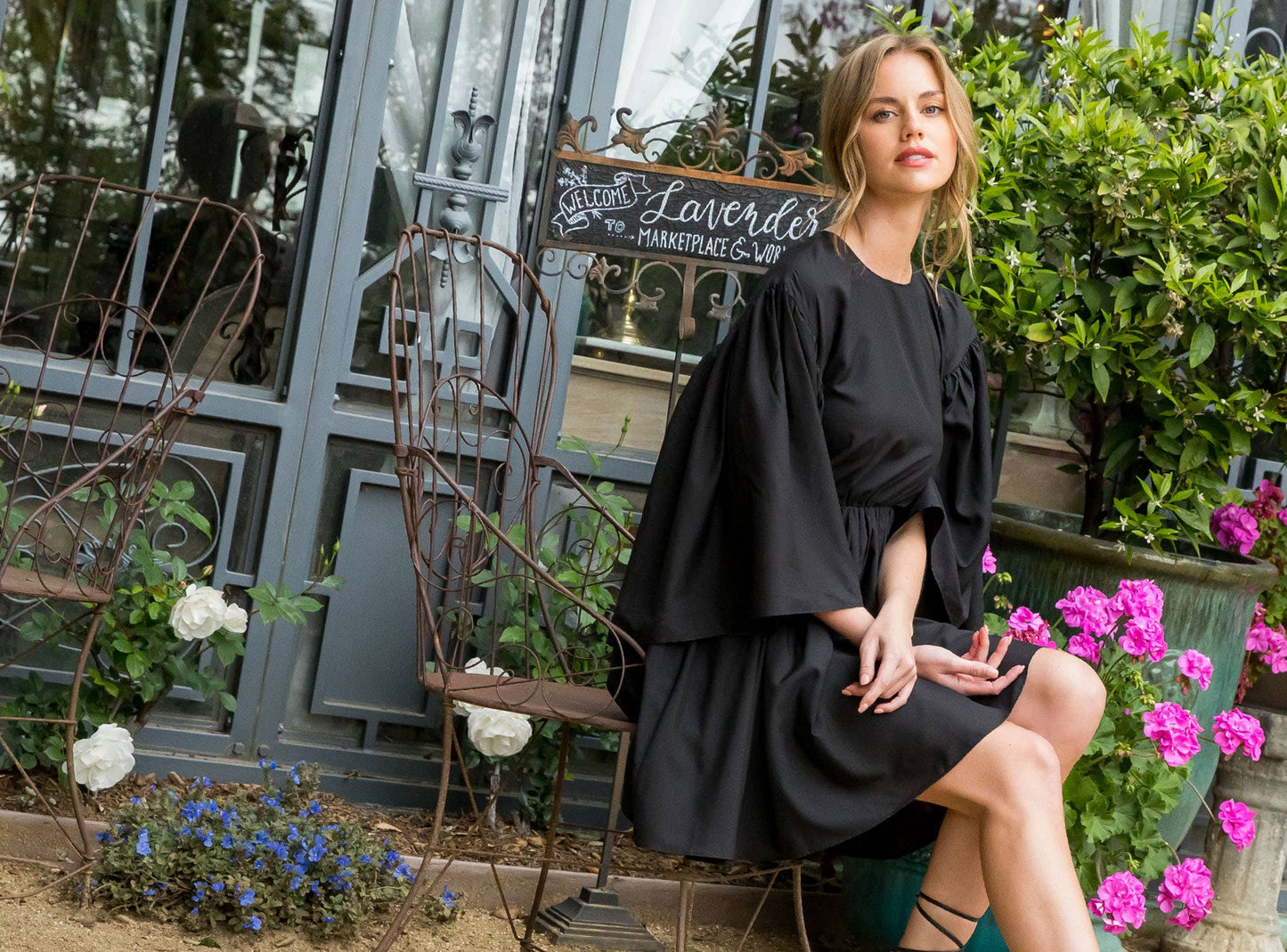 Little Black Bell Sleeve Dress THML