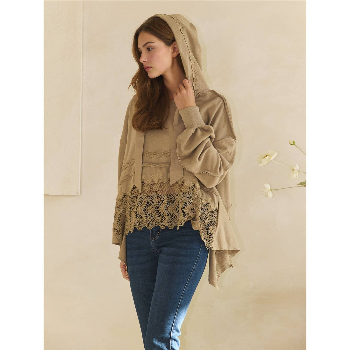 Willow Mineral-Wash Terry & Eyelet Sweatshirt