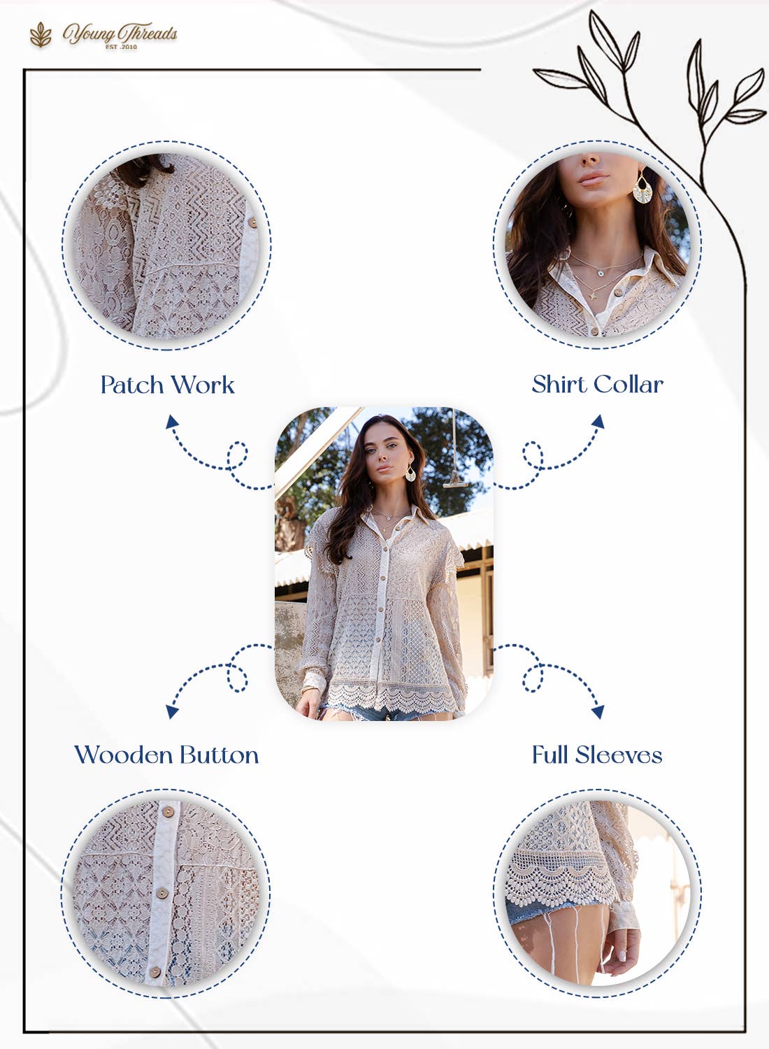 Desert Dream Rhapsody Shirt All Lace Ruffle Shoulder