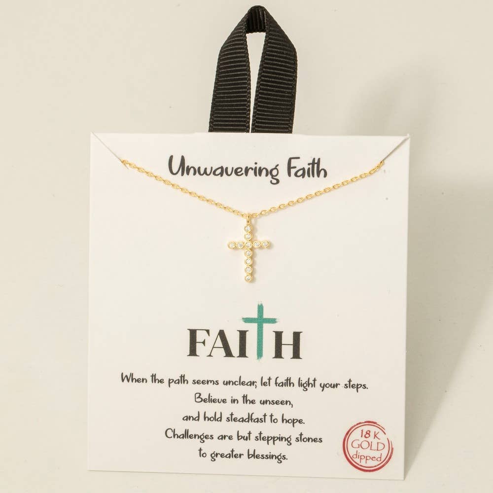 Gold Dipped Cz Pave Dainty Cross Pendant Necklace Fame Accessories