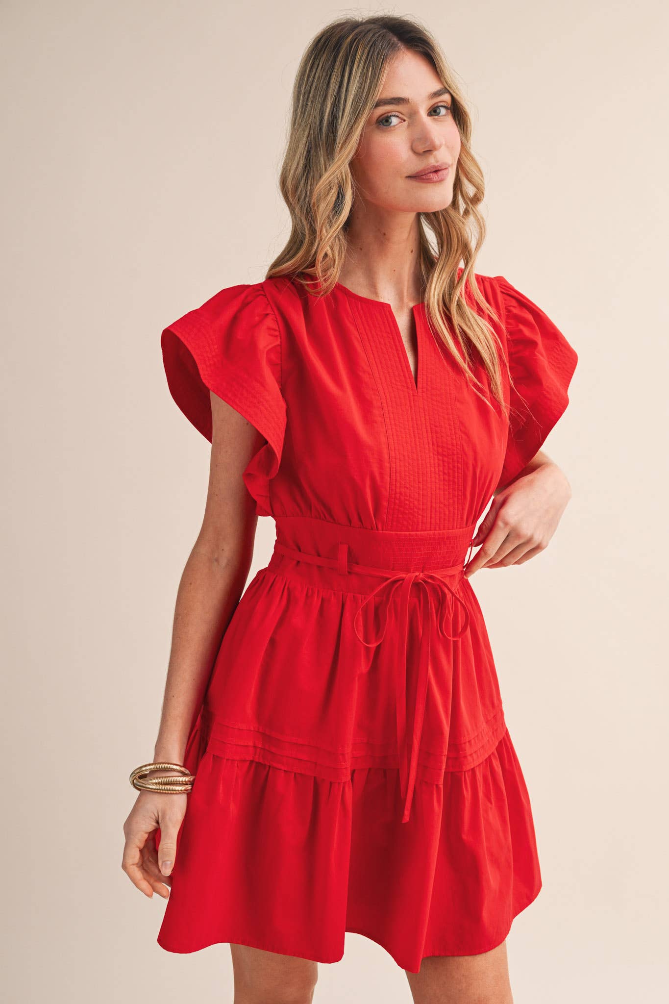 & MERCI EMBROIDERED SEAM PIN TUCK DETAIL MINI DRESS - 926 West