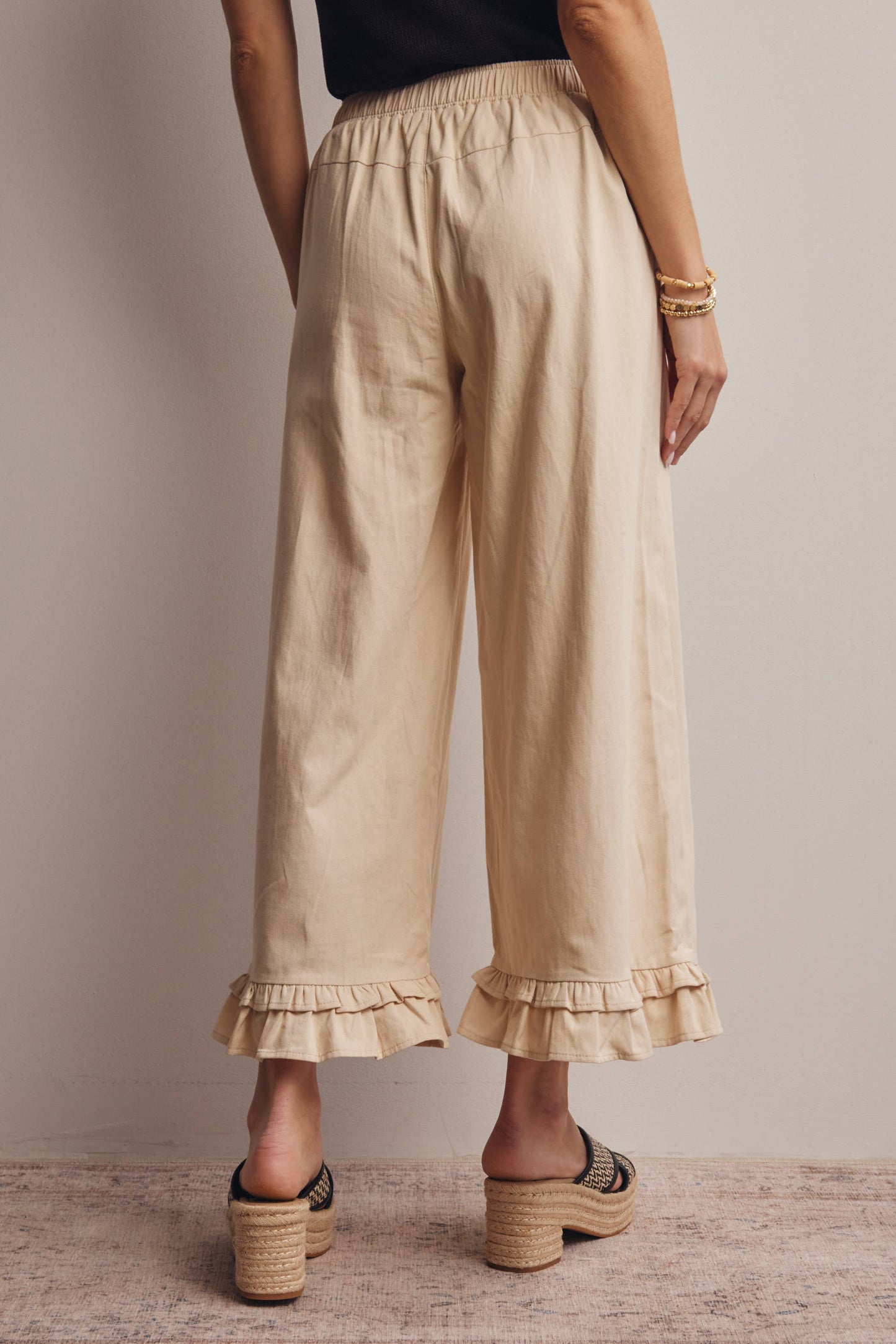 Forte - Ruffle Hem Wide-Leg Pants