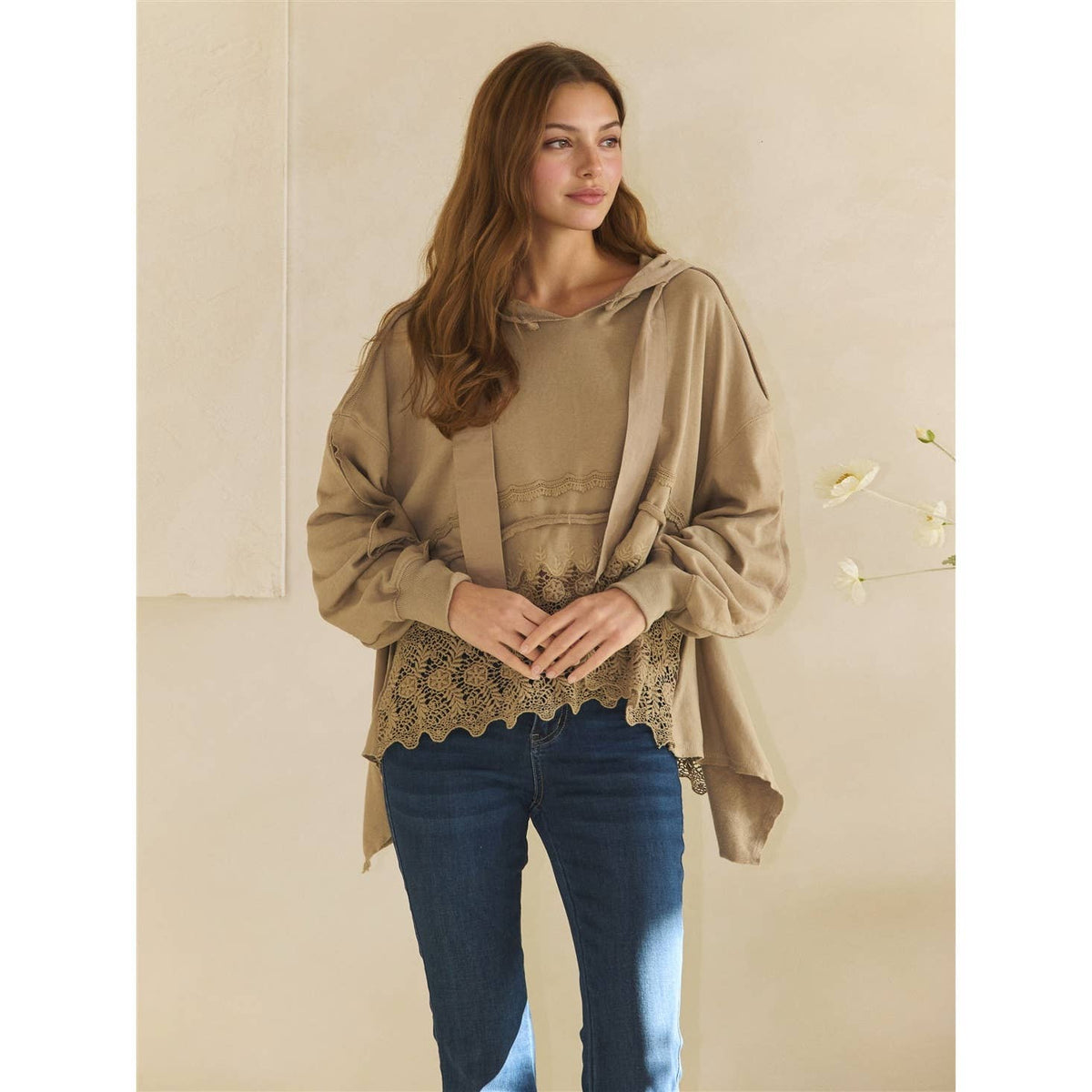 Willow Mineral-Wash Terry & Eyelet Sweatshirt