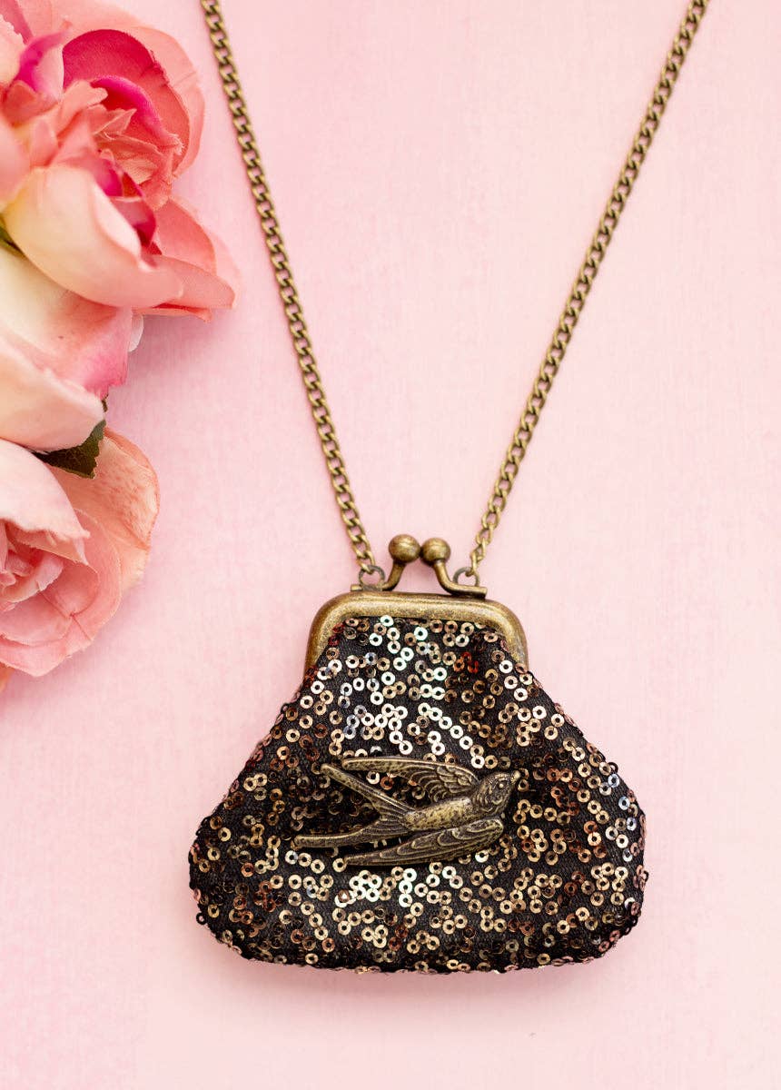Deavaney Sequin Coin Purse in Black Shimmer | Girls Mini Bag - 926 West