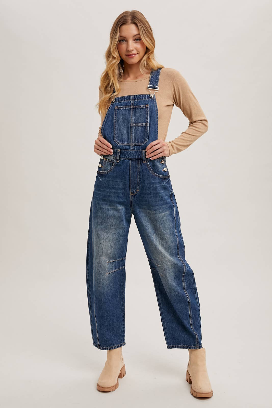 DENIM BARREL OVERALLS - 926 West