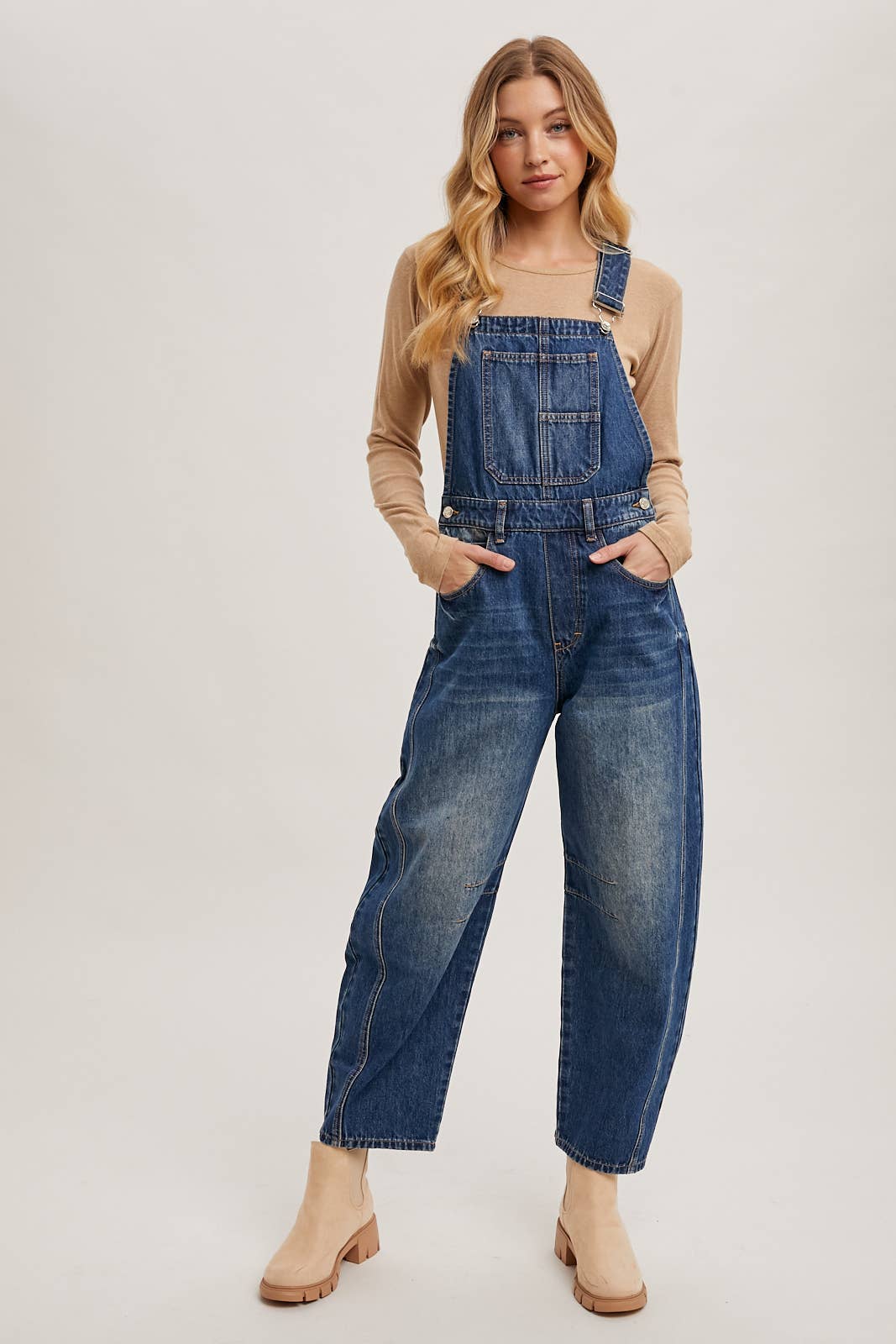 DENIM BARREL OVERALLS - 926 West