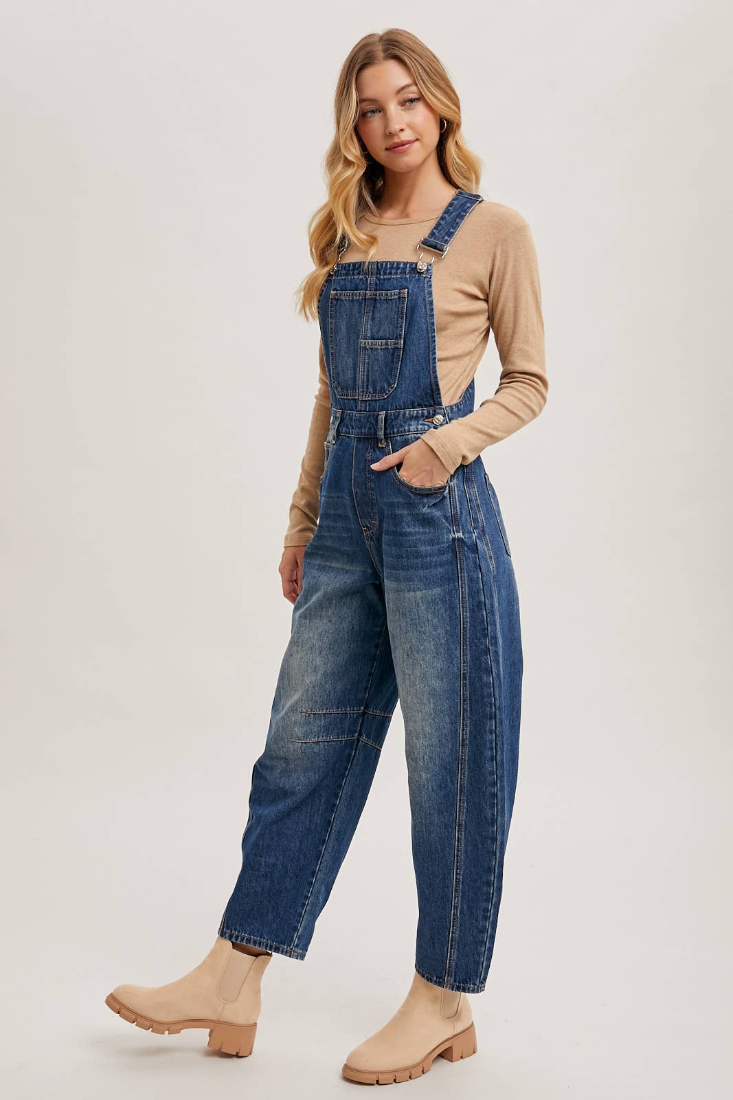 DENIM BARREL OVERALLS - 926 West