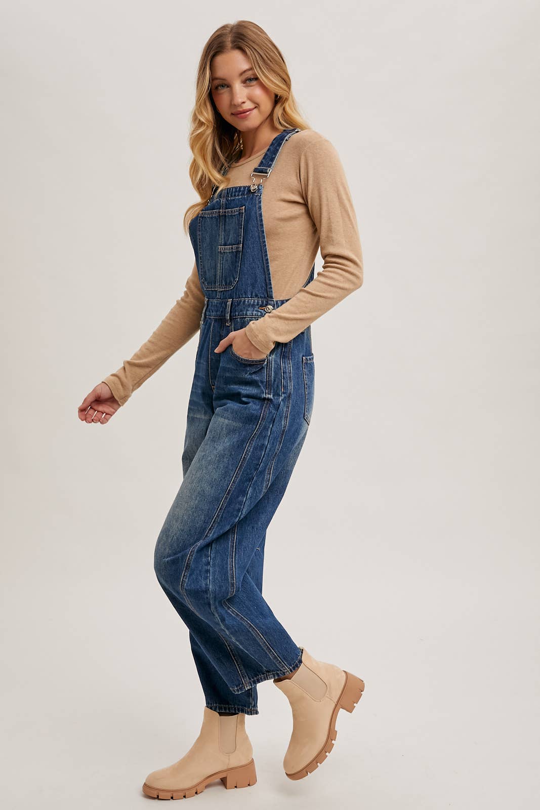 DENIM BARREL OVERALLS - 926 West