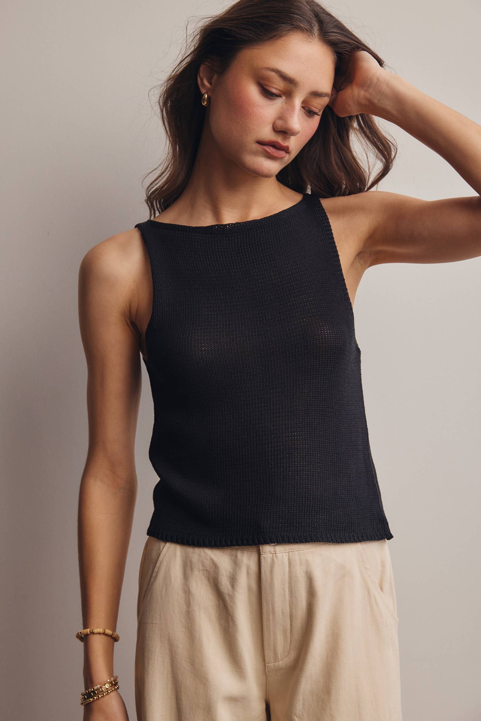 Forte Sleeveless Cotton Knit Tank Top - 926 West