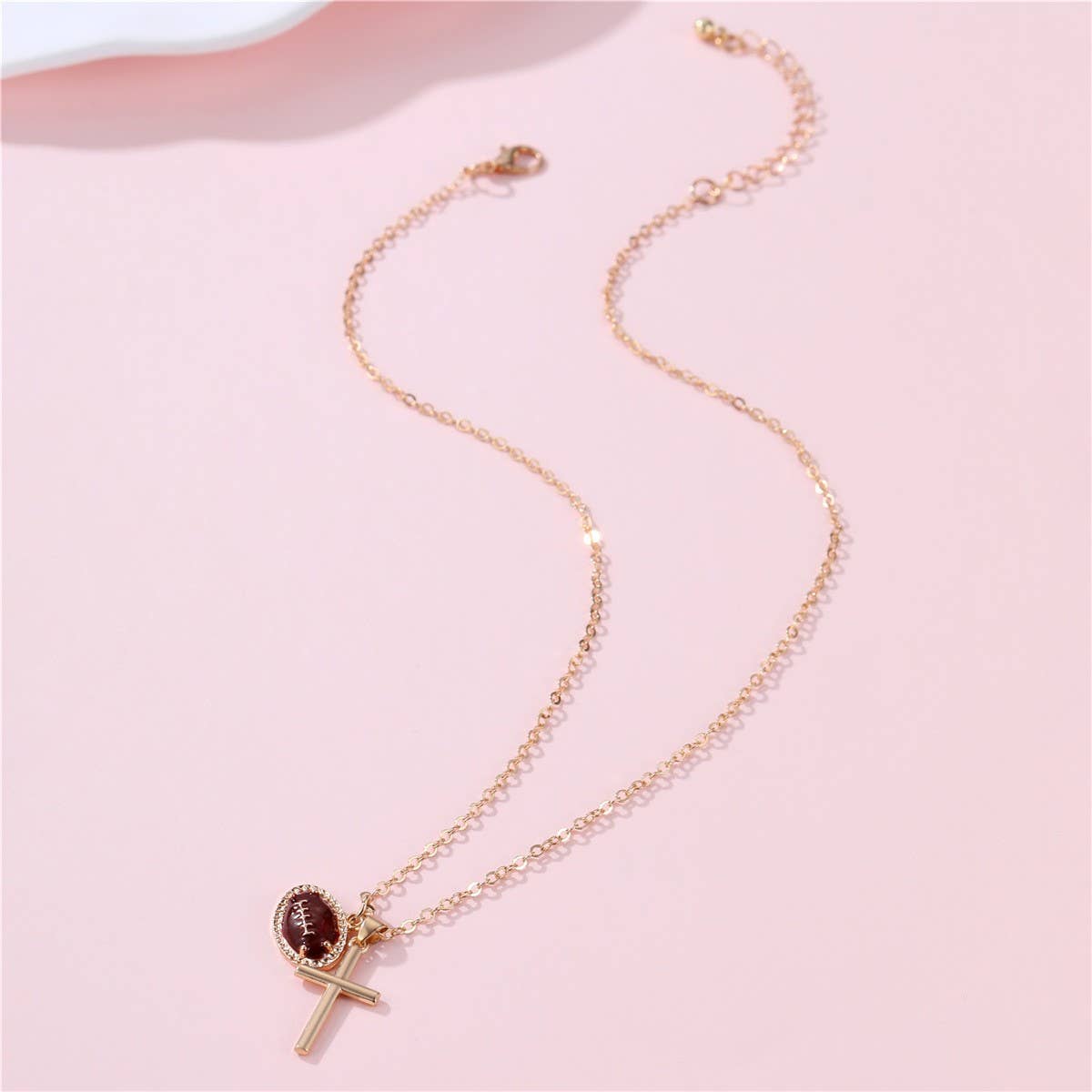 Josslyn Football Enthusiast Cross Necklace