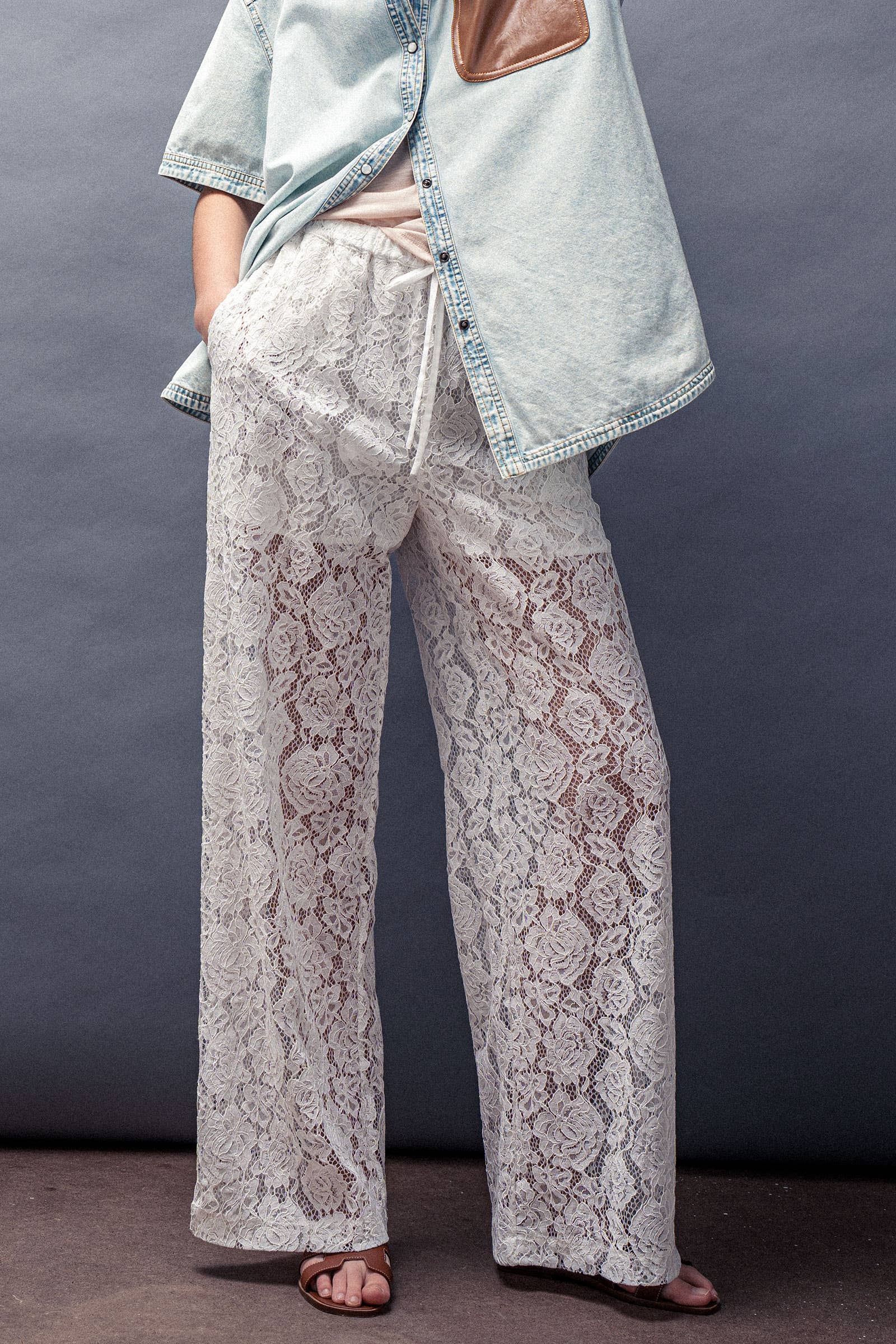 Floral Lace Wide-Leg Pants 926 WEST