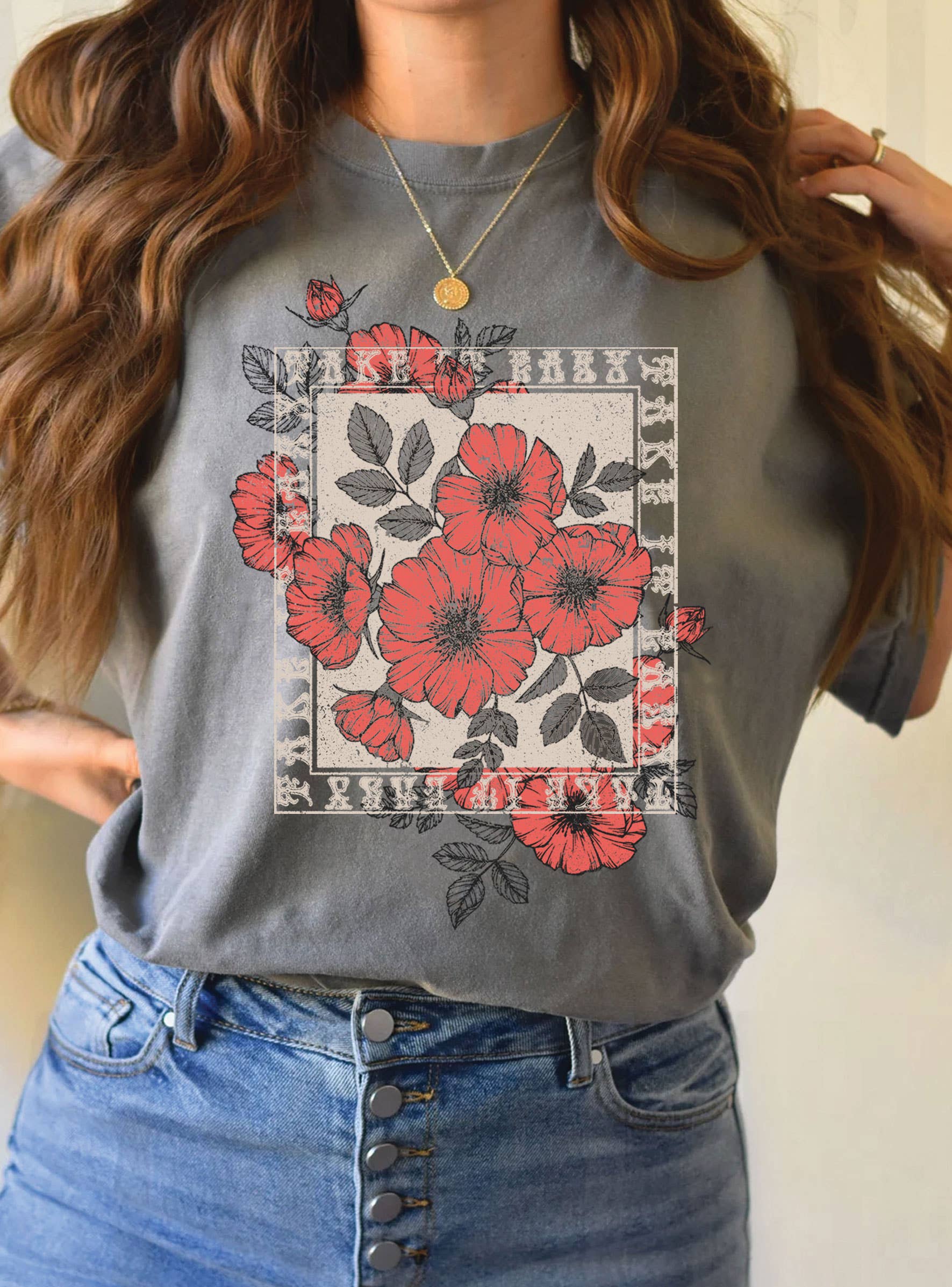 TAKE IT EASY VINTAGE FLOWER GRAPHIC TSHIRTS 926 WEST