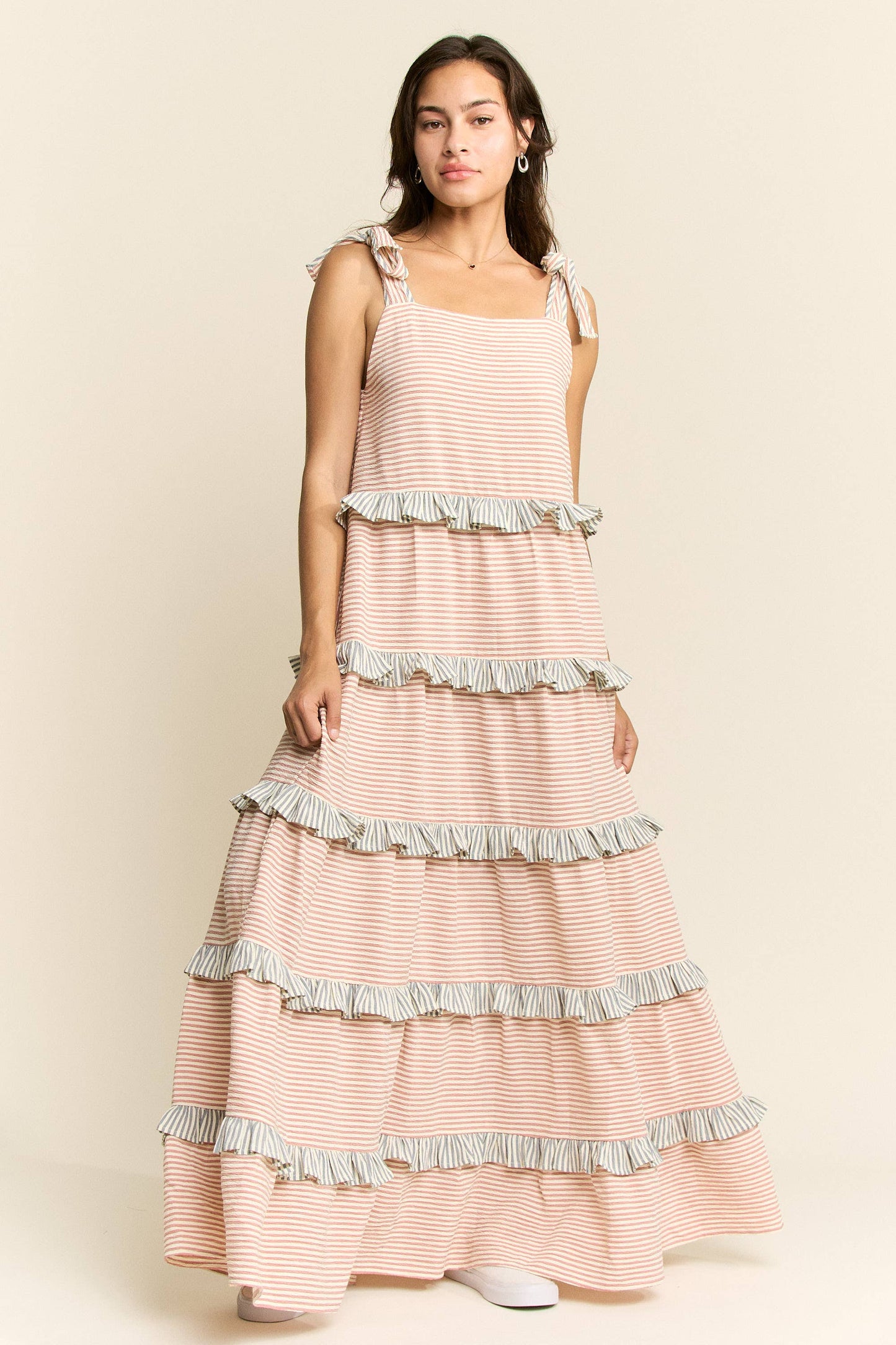 JADE BY JANE - STRIPED TWO TONE TIERED MAXI DRESS - 926 West