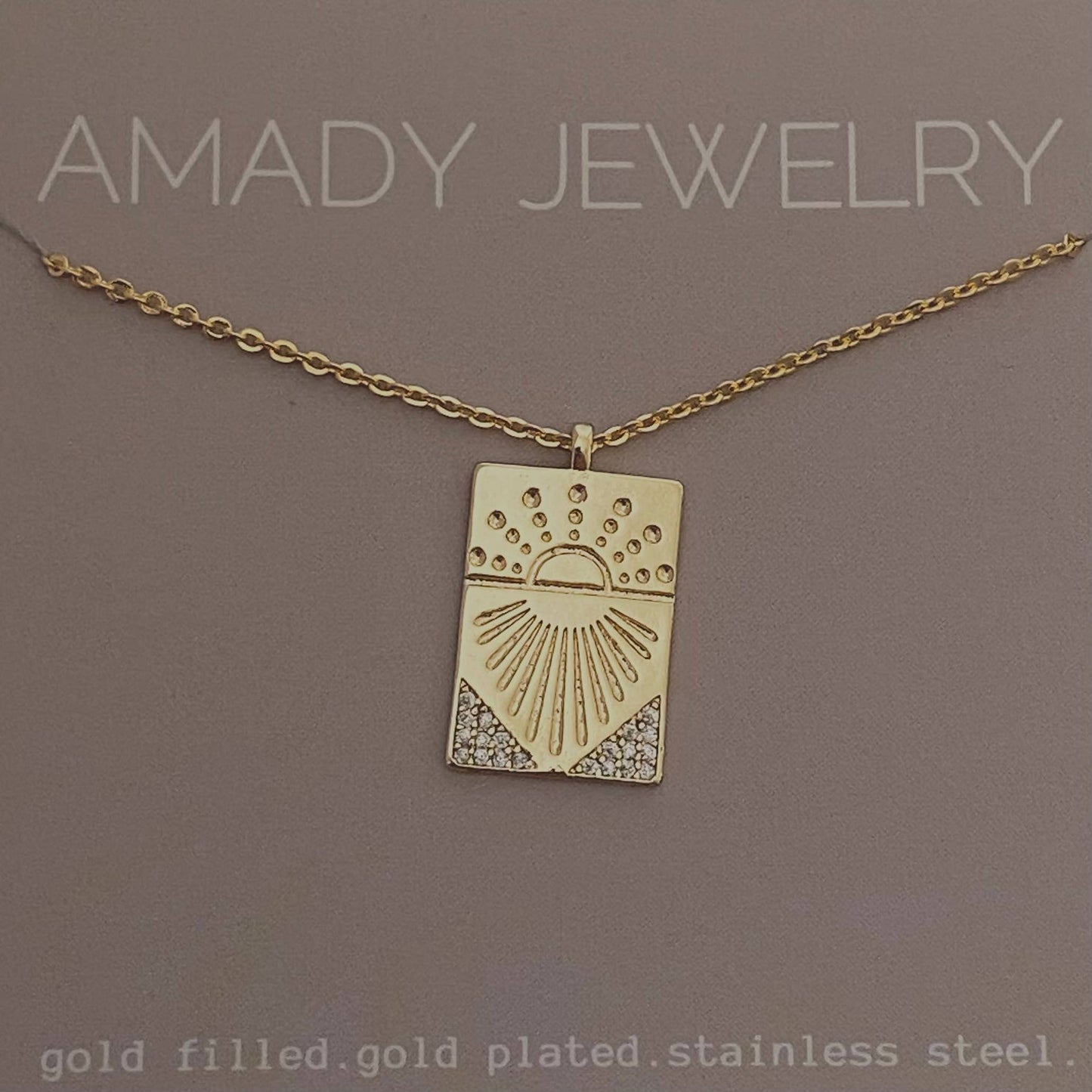 Sun Medallion Charm Pendant Necklace | 18K Gold Filled