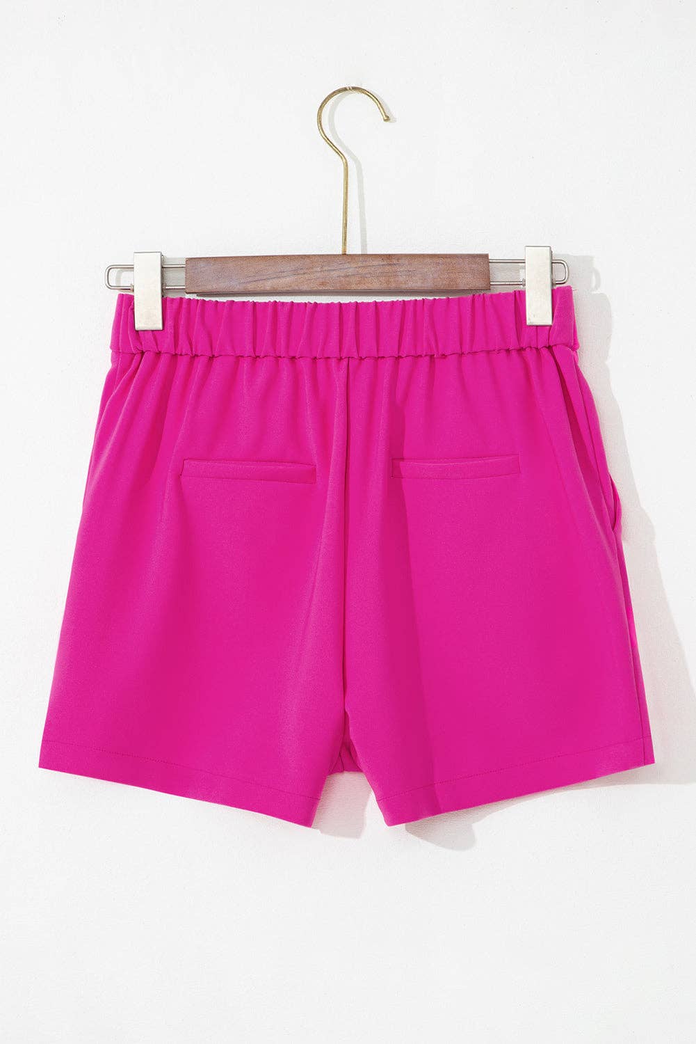Solid Elastic Waist Pocketed Summer Shorts 926 West