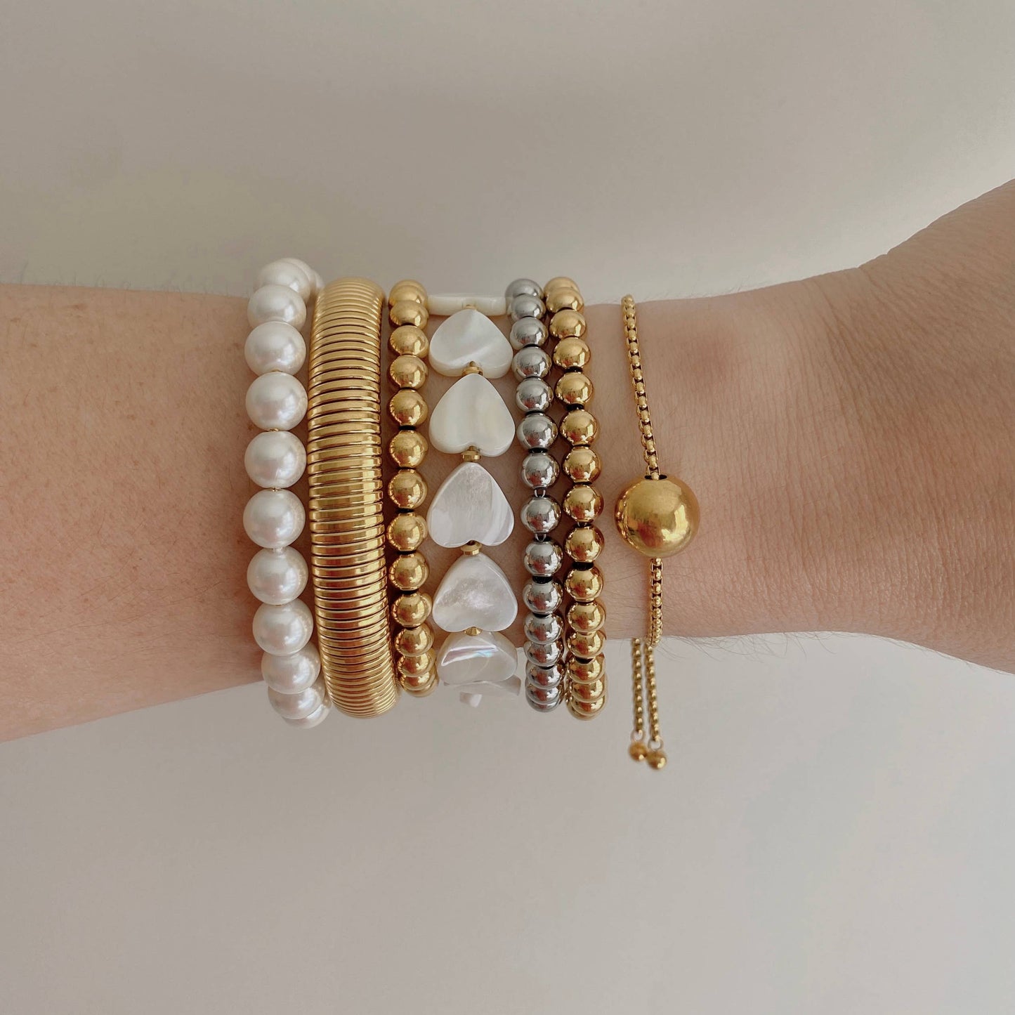 Gold Beaded Bracelet 18k gold plated stainless steel beads
