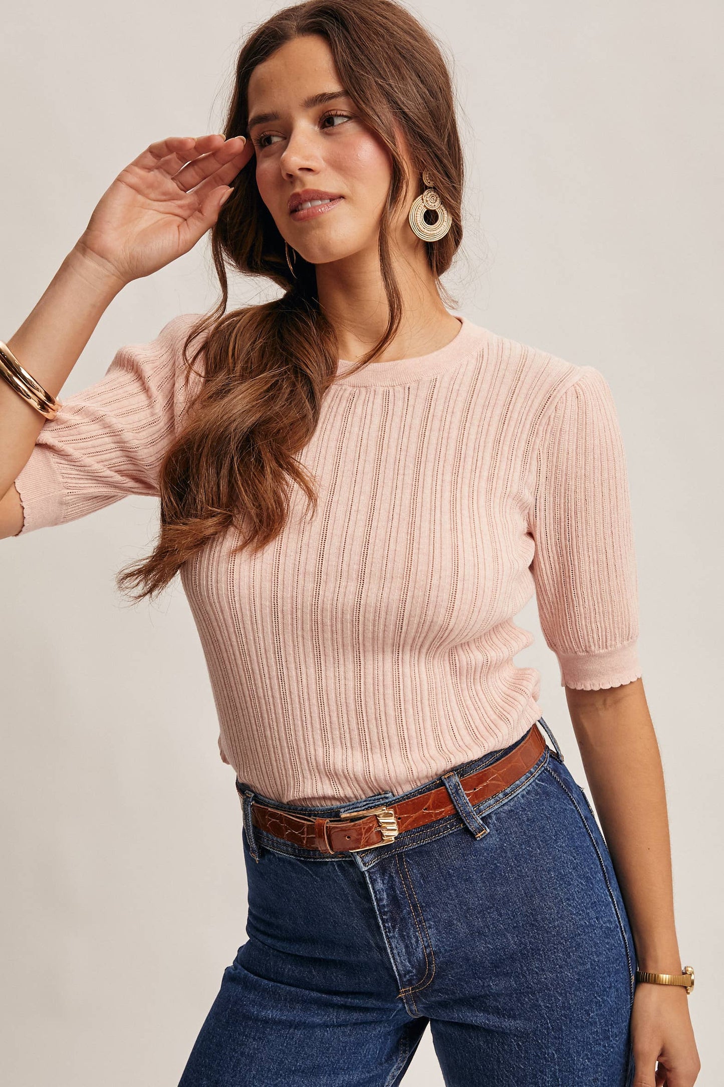 Forte- Textured Knit Puff Sleeve Top - 926 West