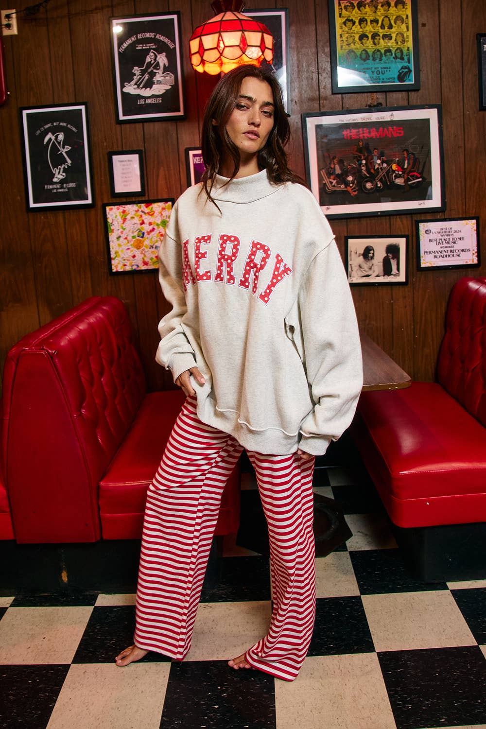 Merry Appliqué Varsity Mock Neck Sweatshirt