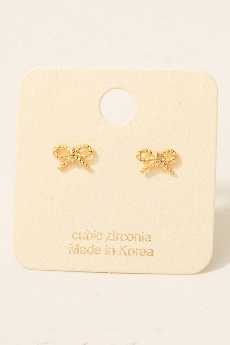 Gold Dipped Mini Bow Stud Earrings 926 WEST