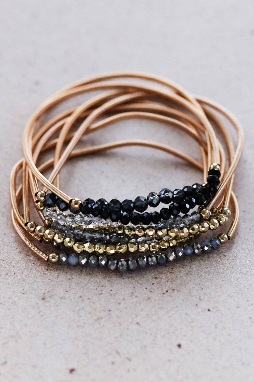 Boho Layered Spring Coil Guitar String Bracelet Set - 926 West