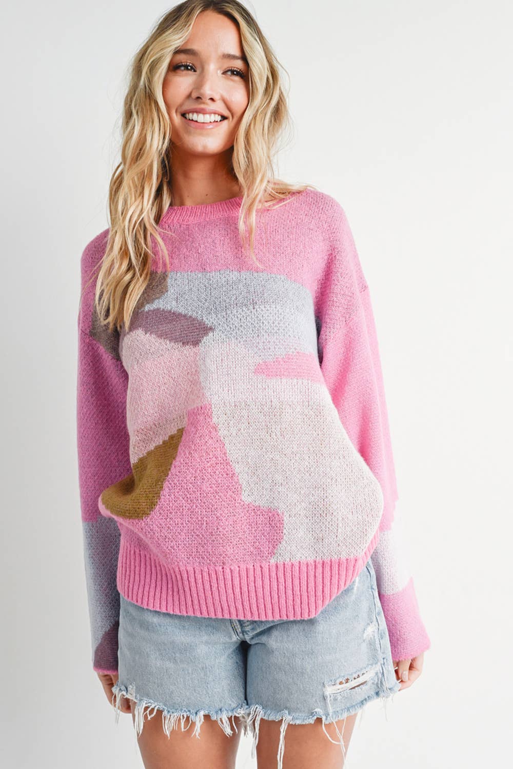 ABSTRACT KNIT SWEATER PULLOVER Bluivy